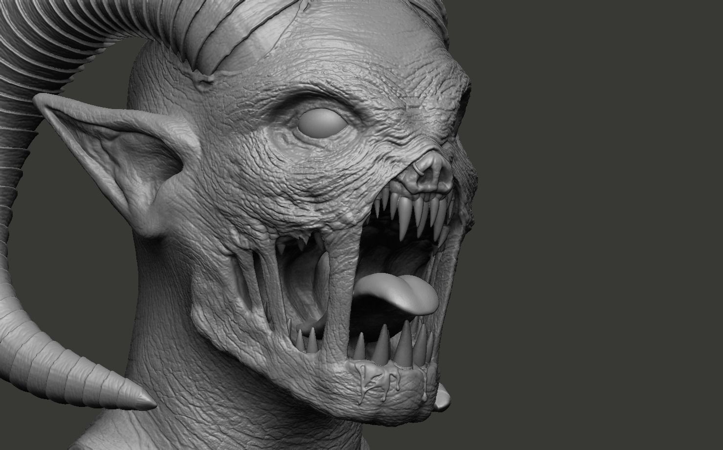 Hellcreature demon head 3D print model_12