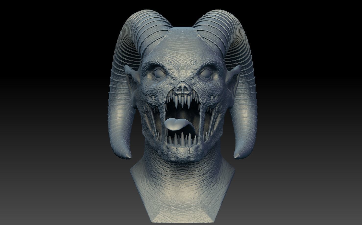 Hellcreature demon head 3D print model_13