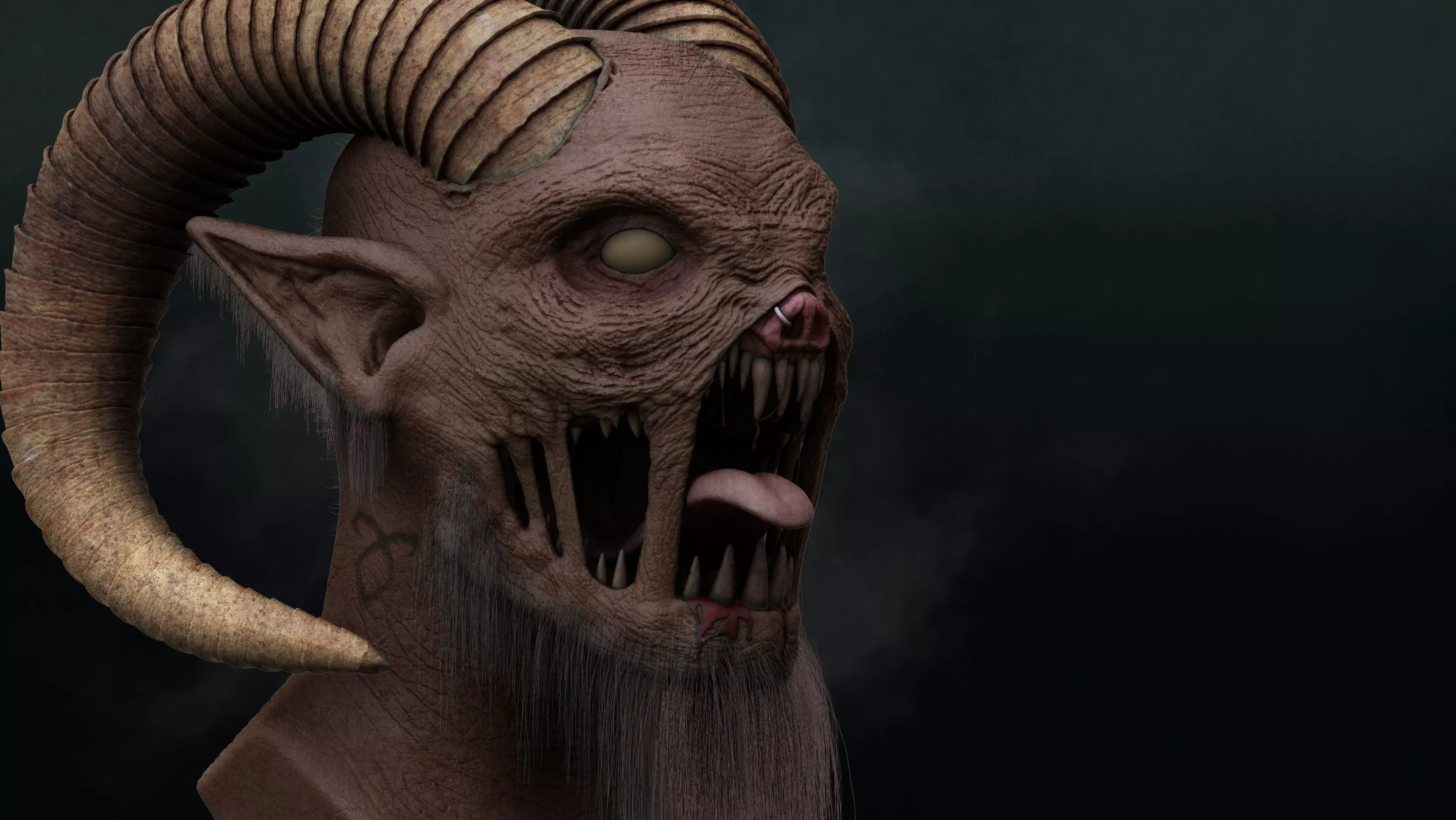 Hellcreature demon head 3D print model_0