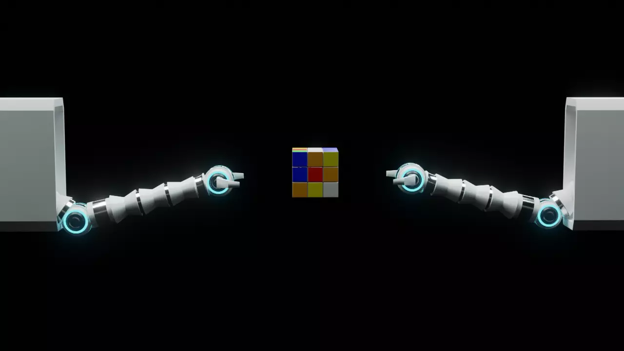 robot arms solving cube 3D model