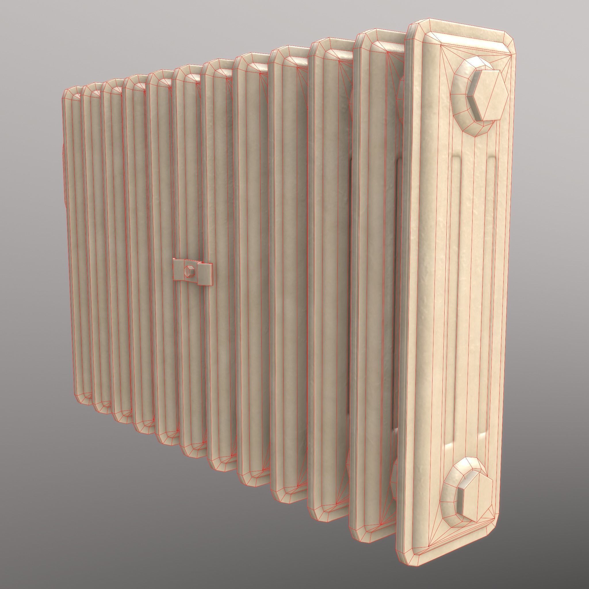 Old Radiator Cream - Unity - HDRP - UE4 Low-poly 3D model_9