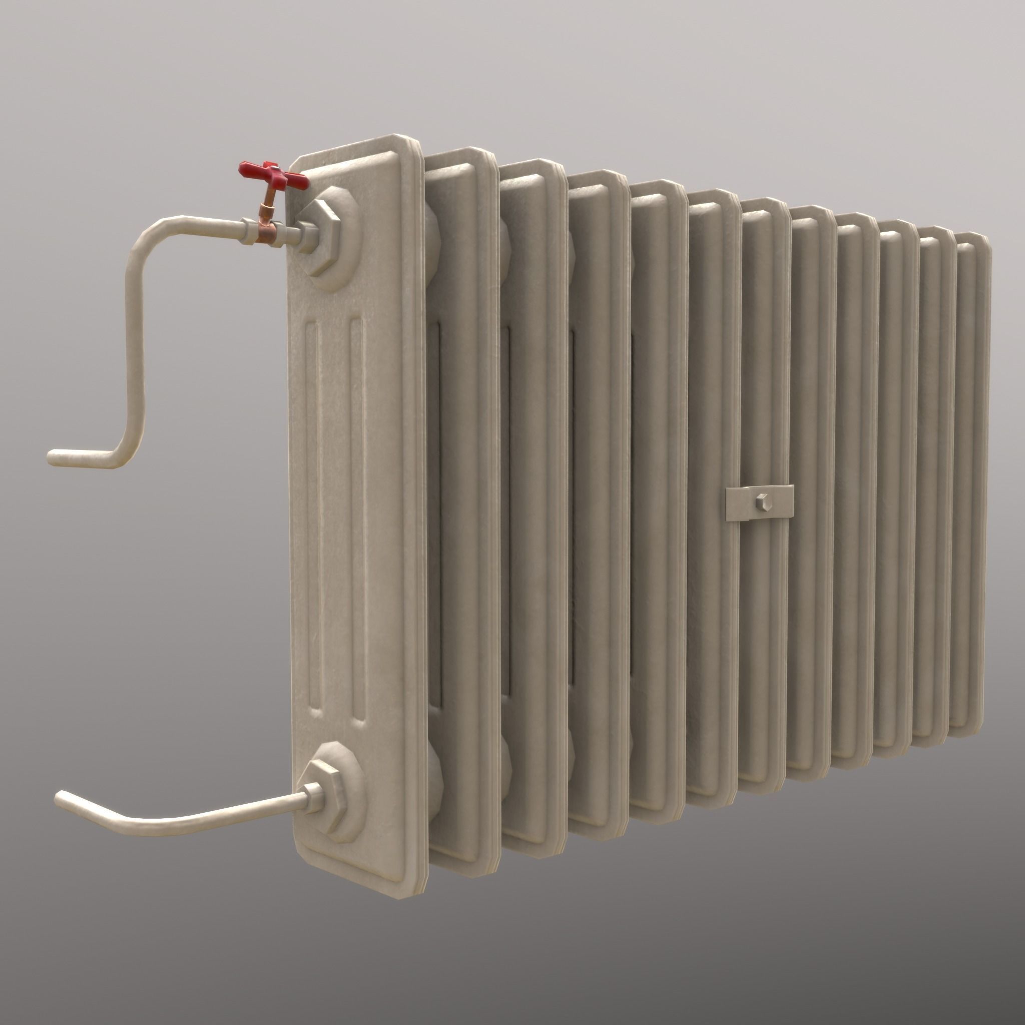 Old Radiator Cream - Unity - HDRP - UE4 Low-poly 3D model_14
