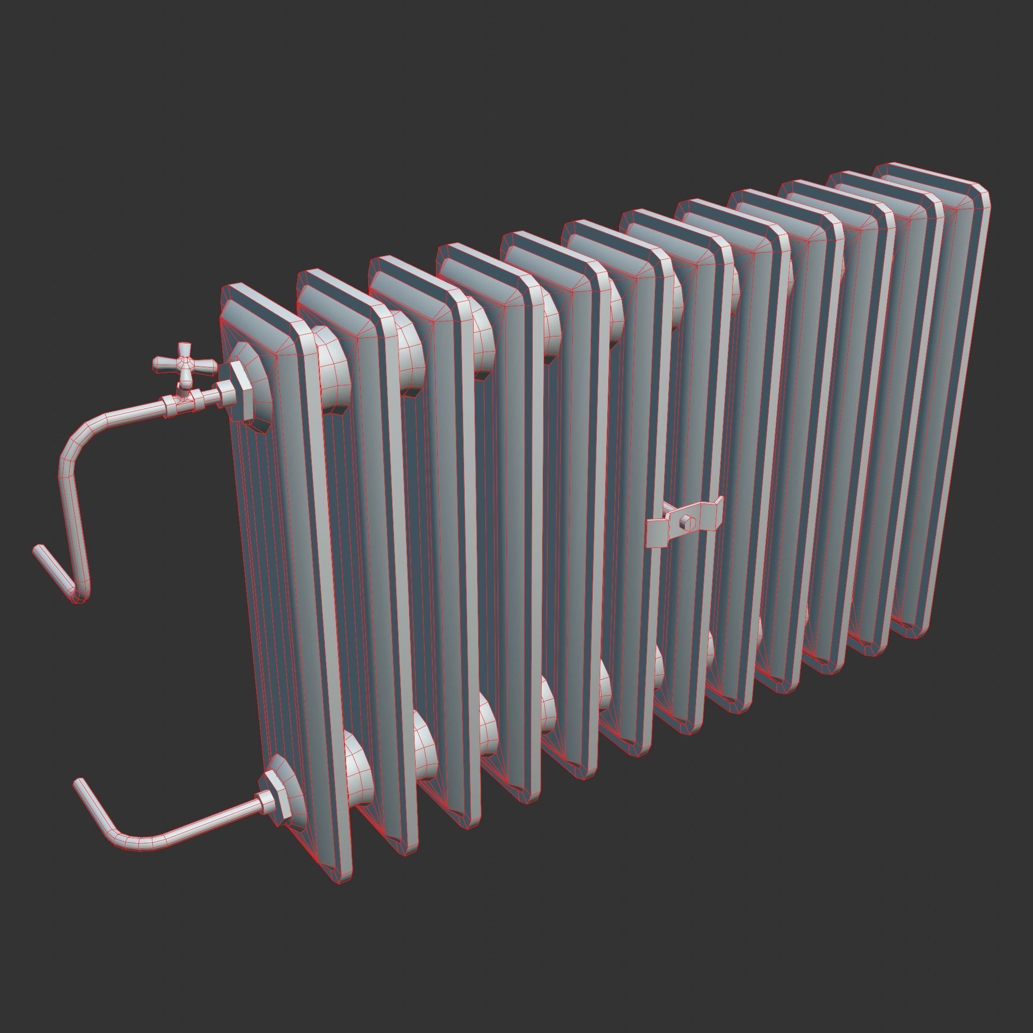 Old Radiator Cream - Unity - HDRP - UE4 Low-poly 3D model_8