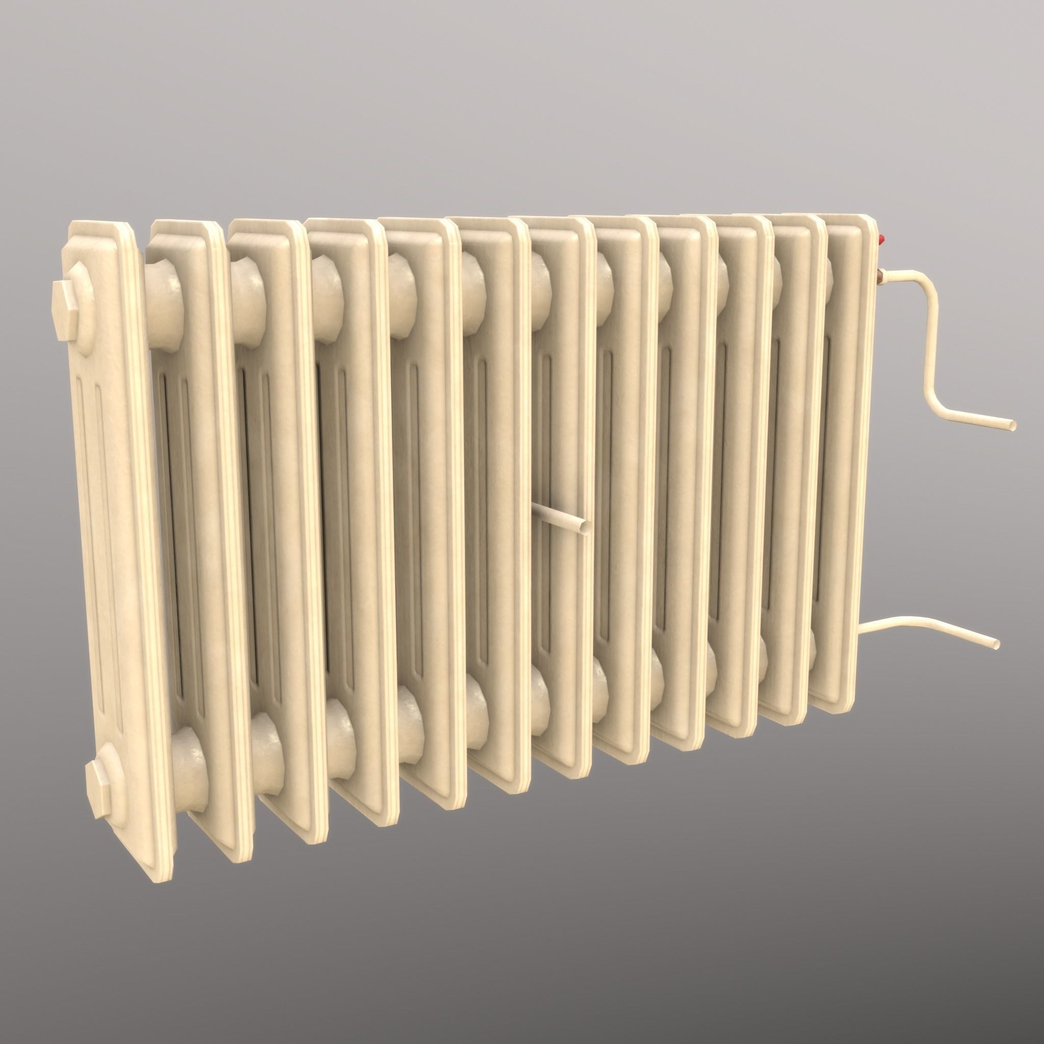 Old Radiator Cream - Unity - HDRP - UE4 Low-poly 3D model_5