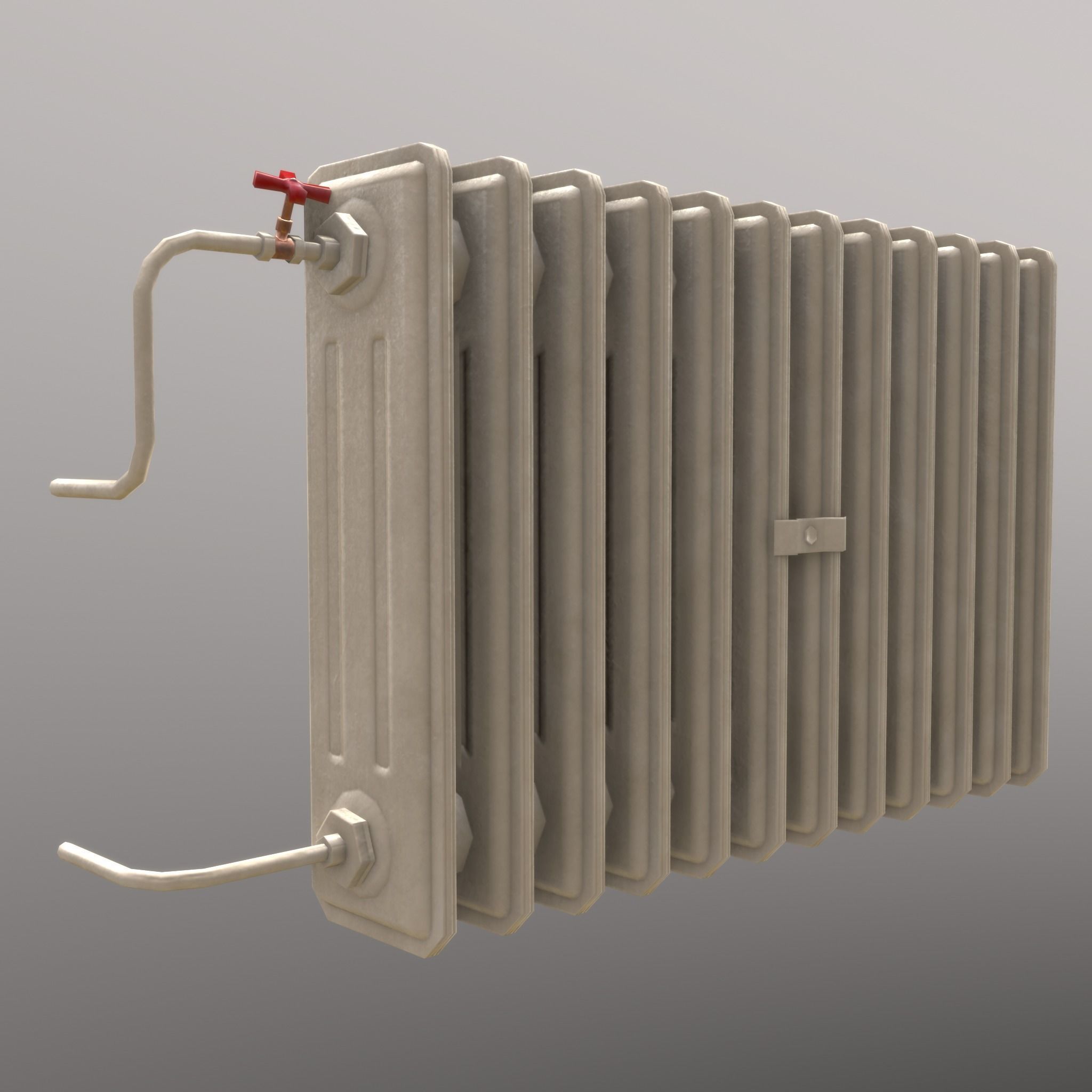 Old Radiator Cream - Unity - HDRP - UE4 Low-poly 3D model_16