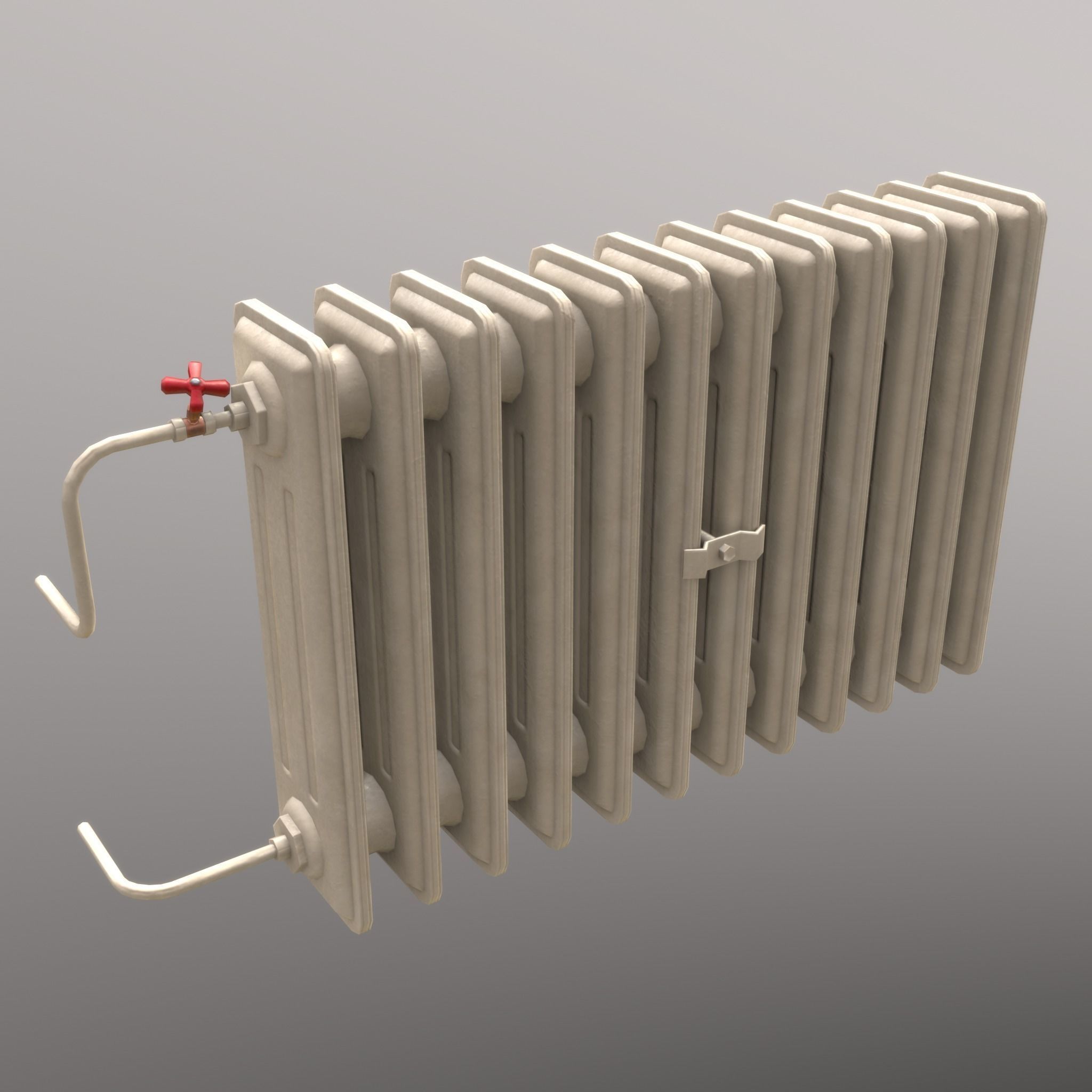 Old Radiator Cream - Unity - HDRP - UE4 Low-poly 3D model_11