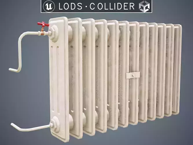 Old Radiator Cream - Unity - HDRP - UE4 Low-poly 3D model