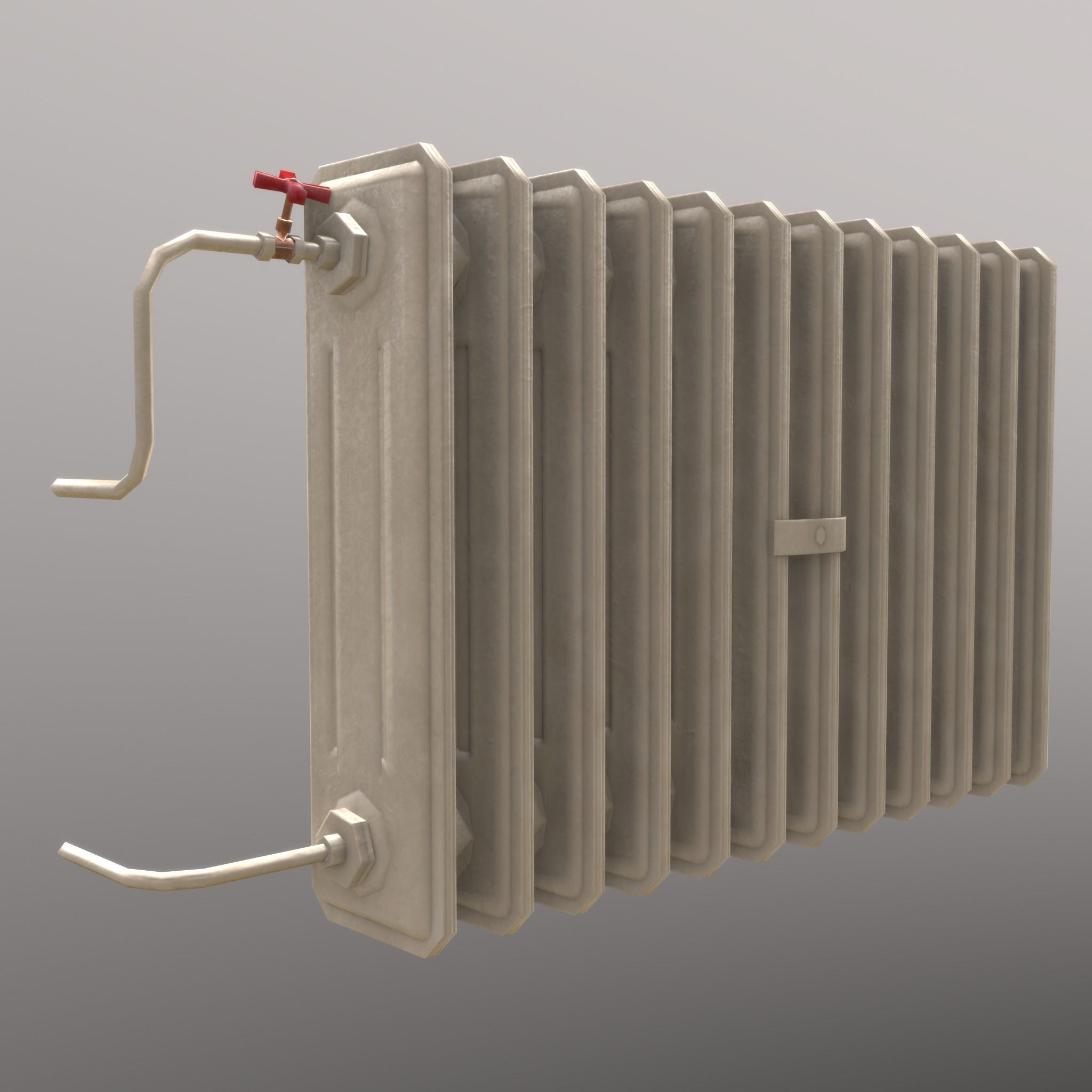 Old Radiator Cream - Unity - HDRP - UE4 Low-poly 3D model_17