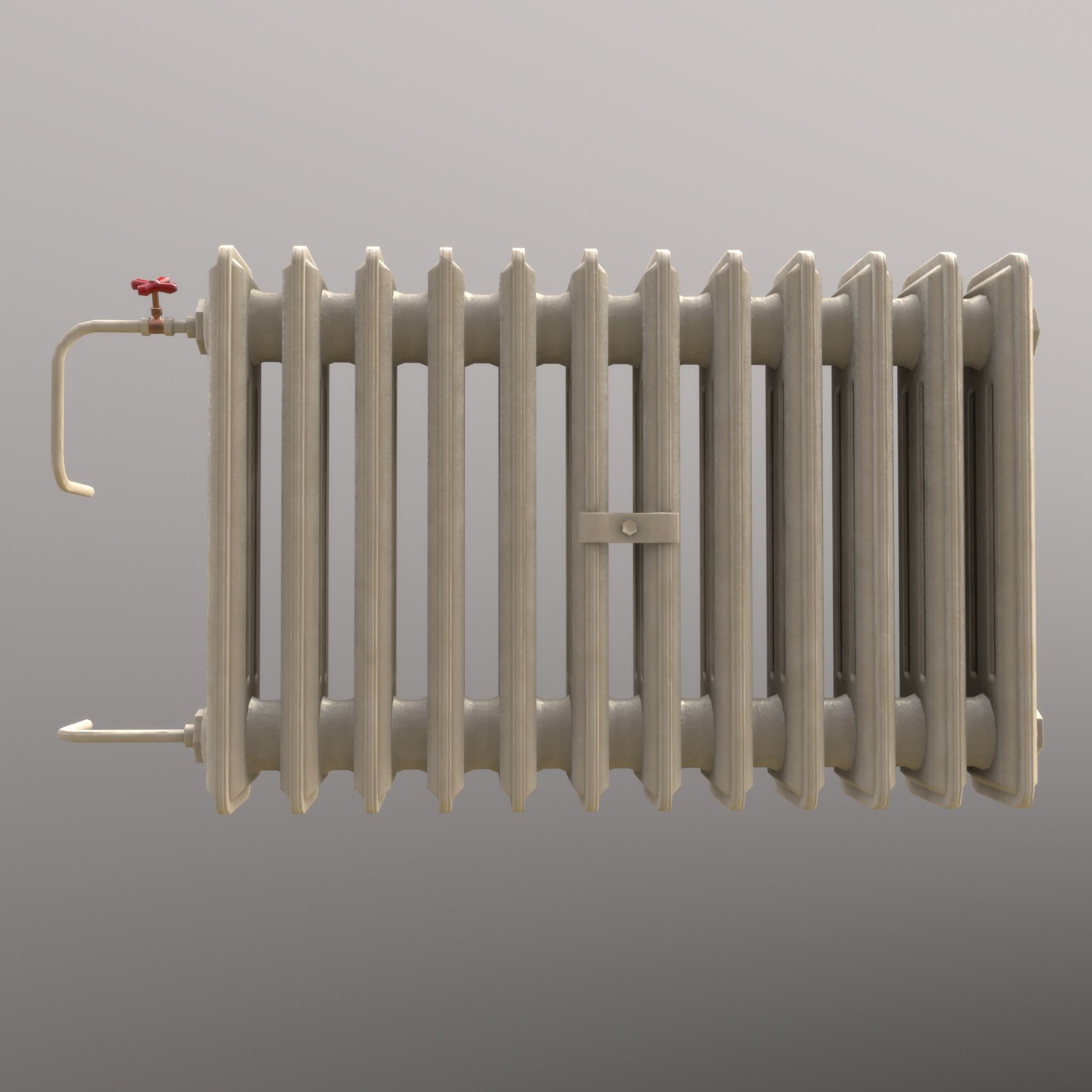 Old Radiator Cream - Unity - HDRP - UE4 Low-poly 3D model_3