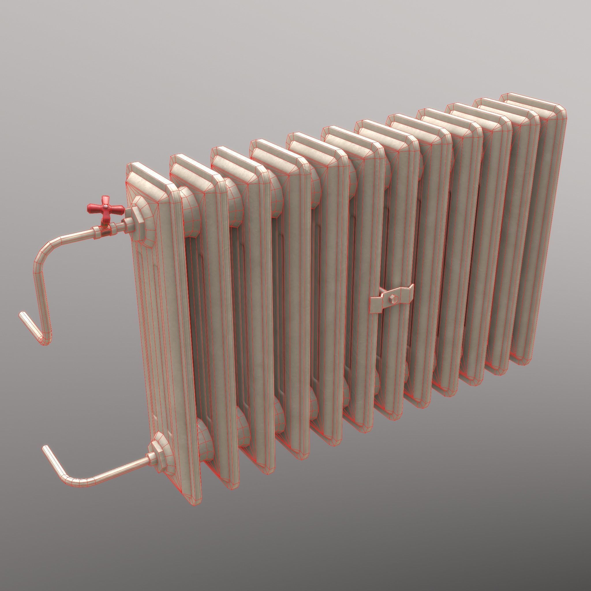 Old Radiator Cream - Unity - HDRP - UE4 Low-poly 3D model_7