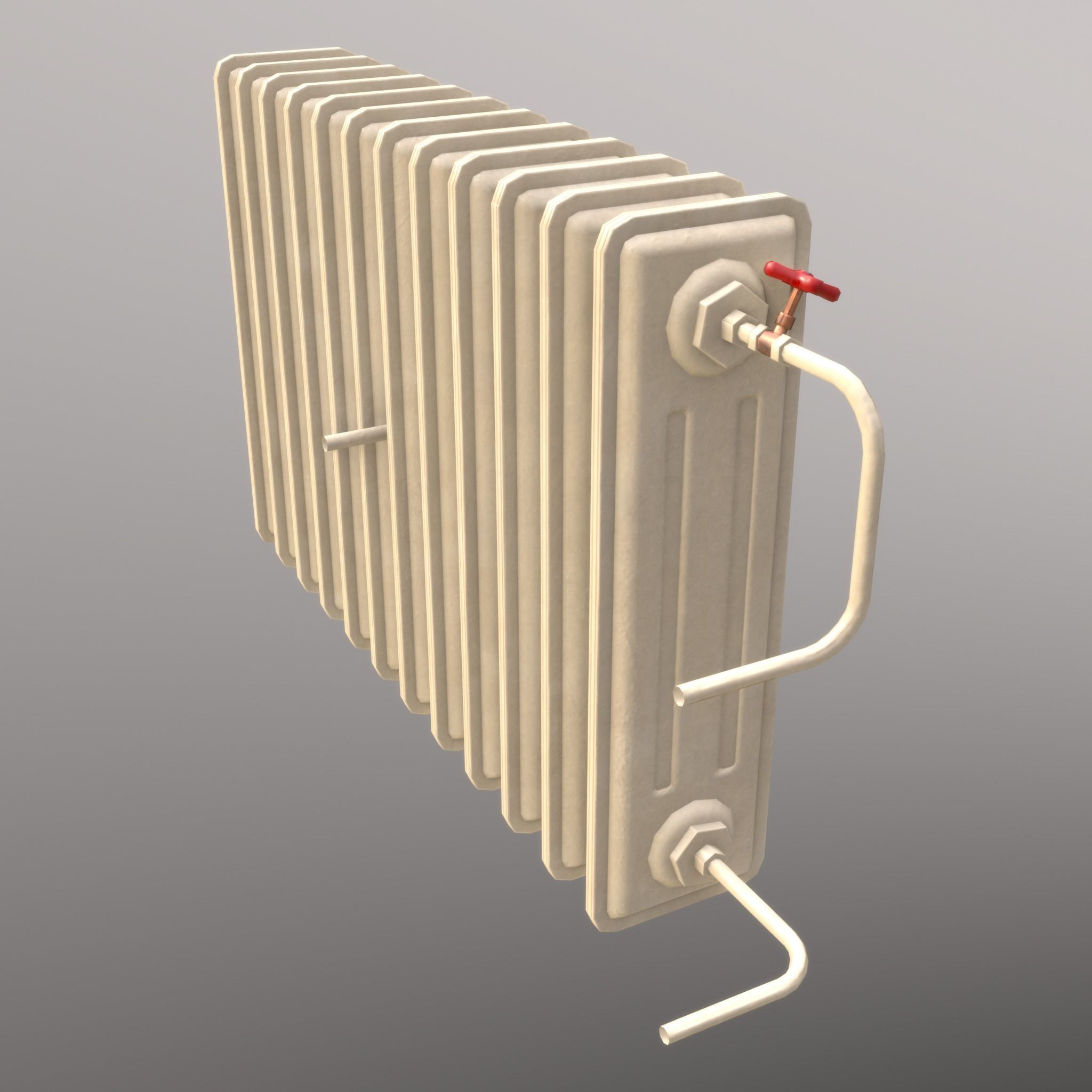Old Radiator Cream - Unity - HDRP - UE4 Low-poly 3D model_6