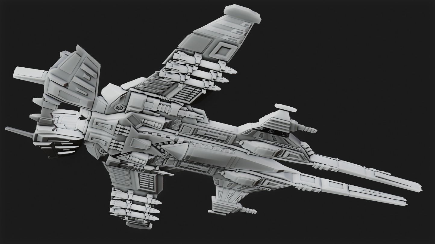Spaceship A fighter jet 3D print model_5