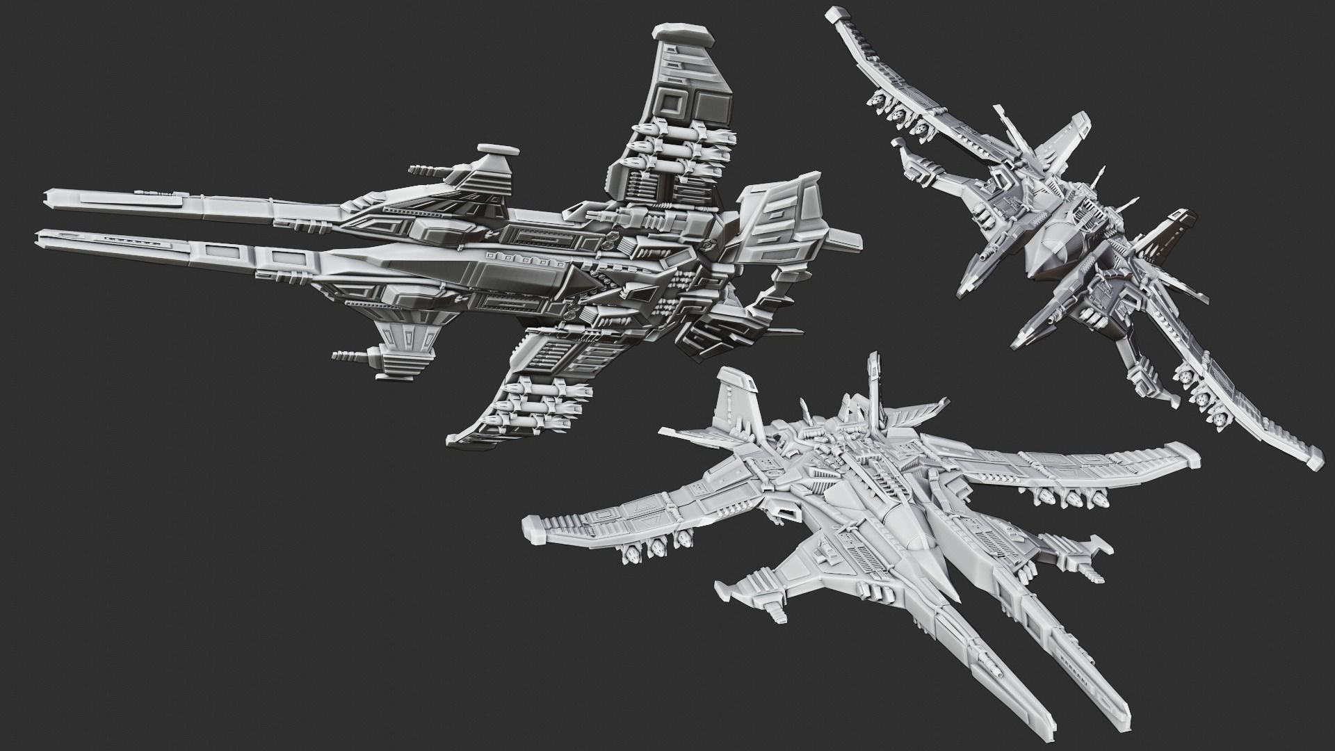 Spaceship A fighter jet 3D print model_1