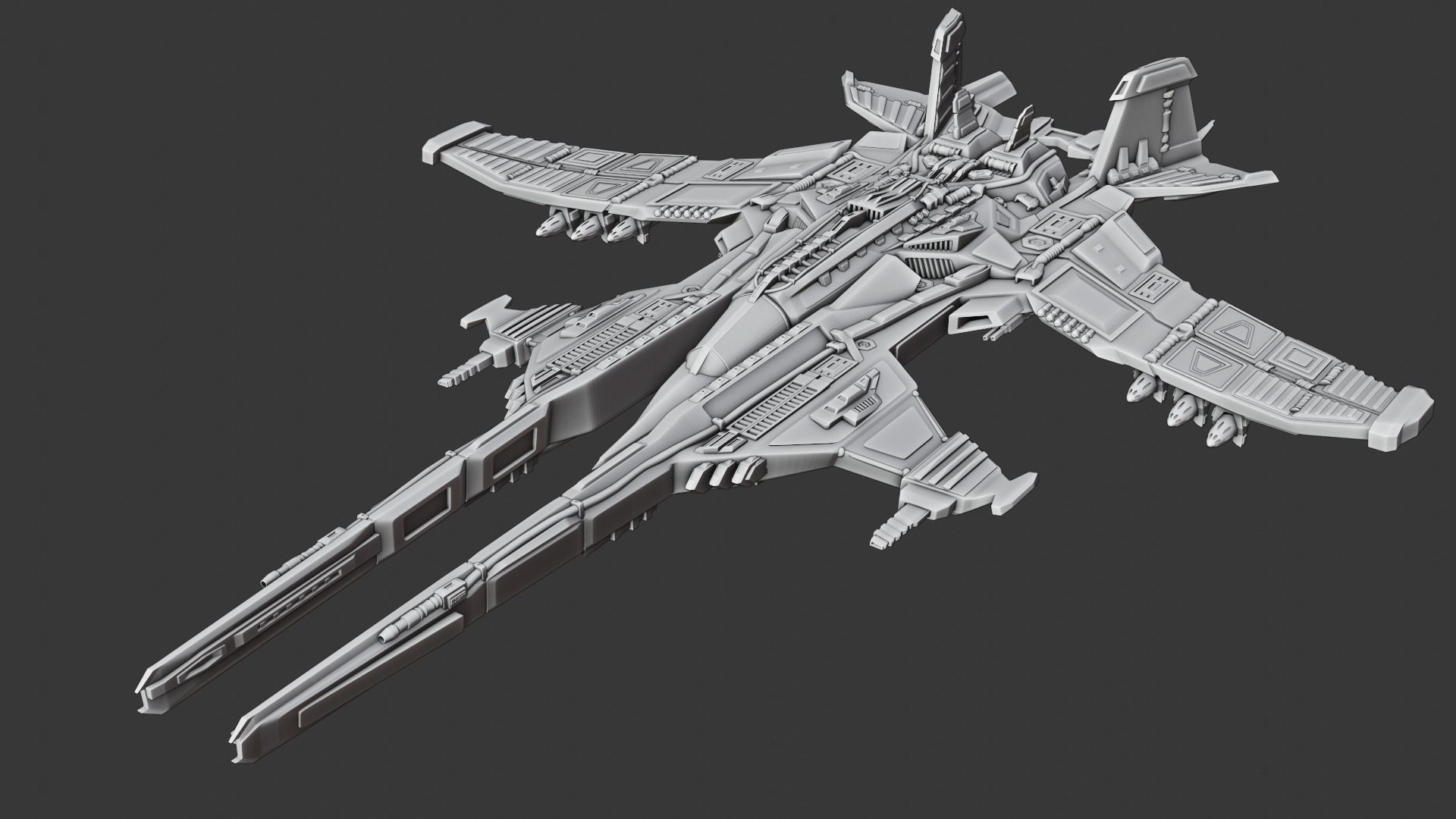 Spaceship A fighter jet 3D print model_6