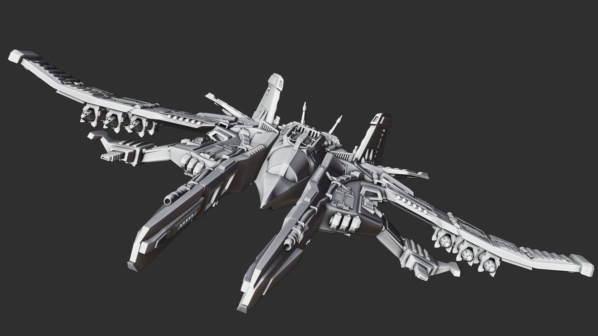 Spaceship A fighter jet 3D print model_3
