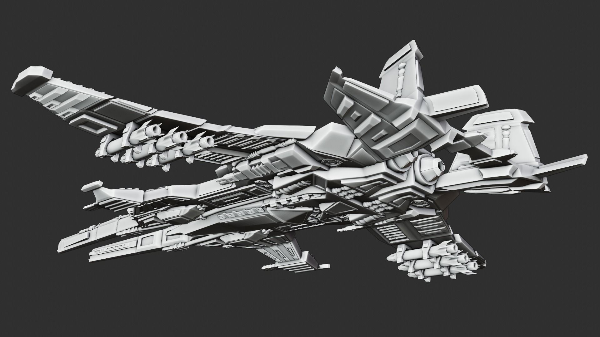 Spaceship A fighter jet 3D print model_4