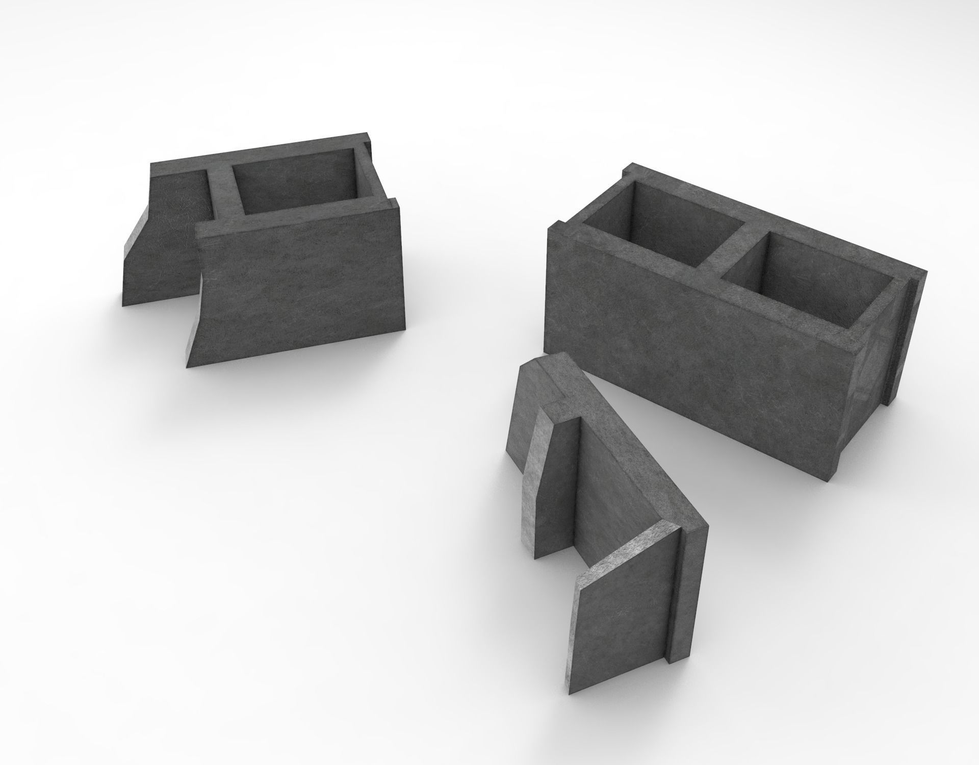 Cinder Block Pack Low-poly 3D model_15