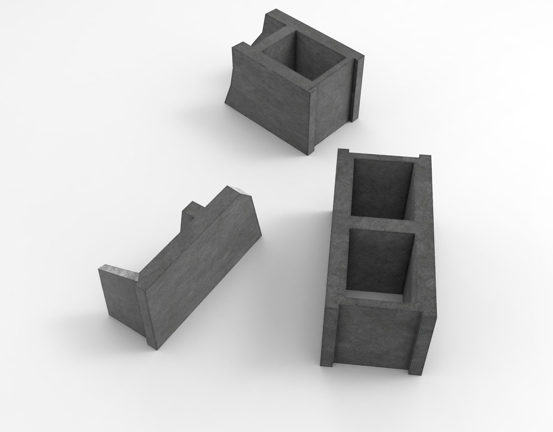 Cinder Block Pack Low-poly 3D model_14
