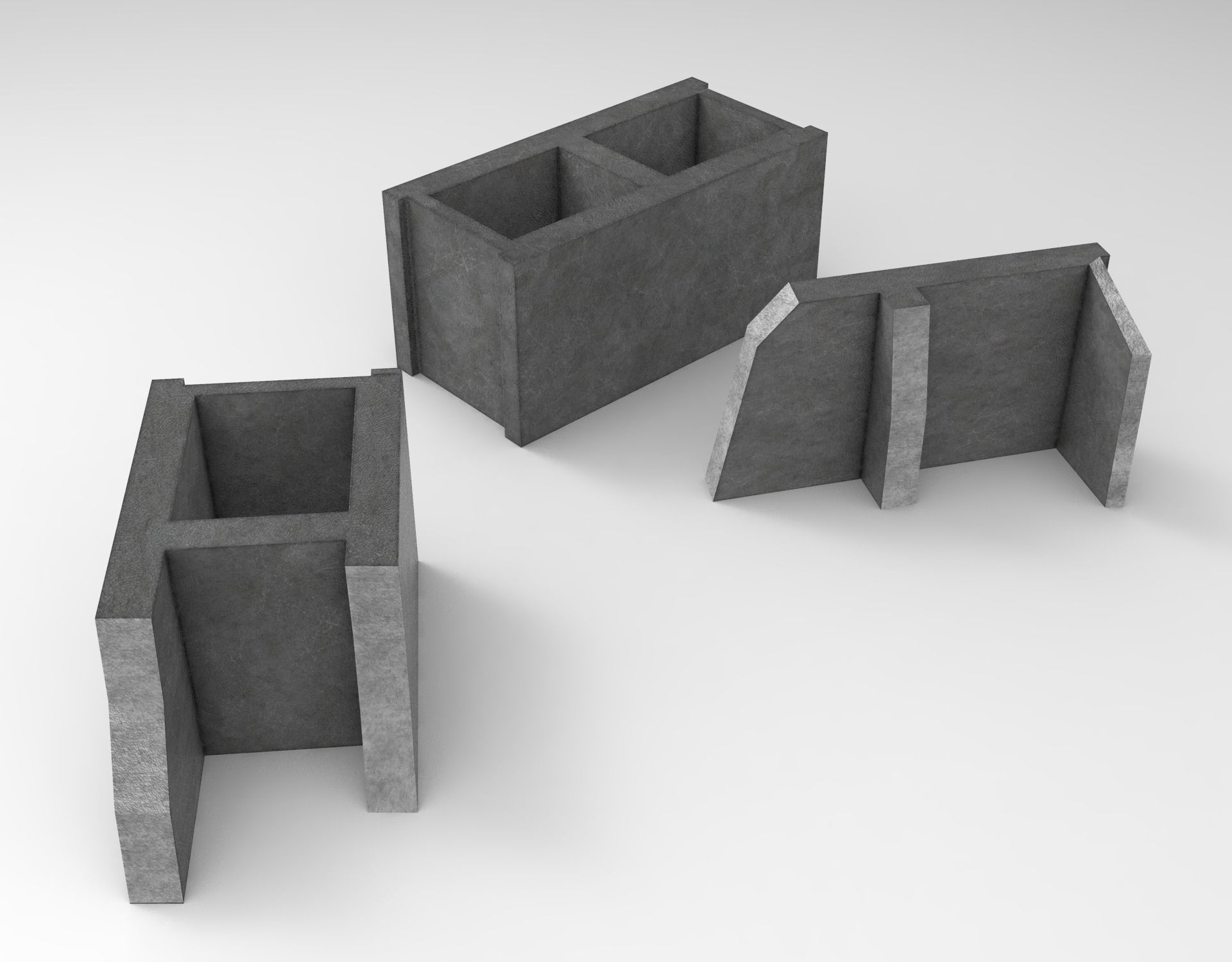 Cinder Block Pack Low-poly 3D model_1