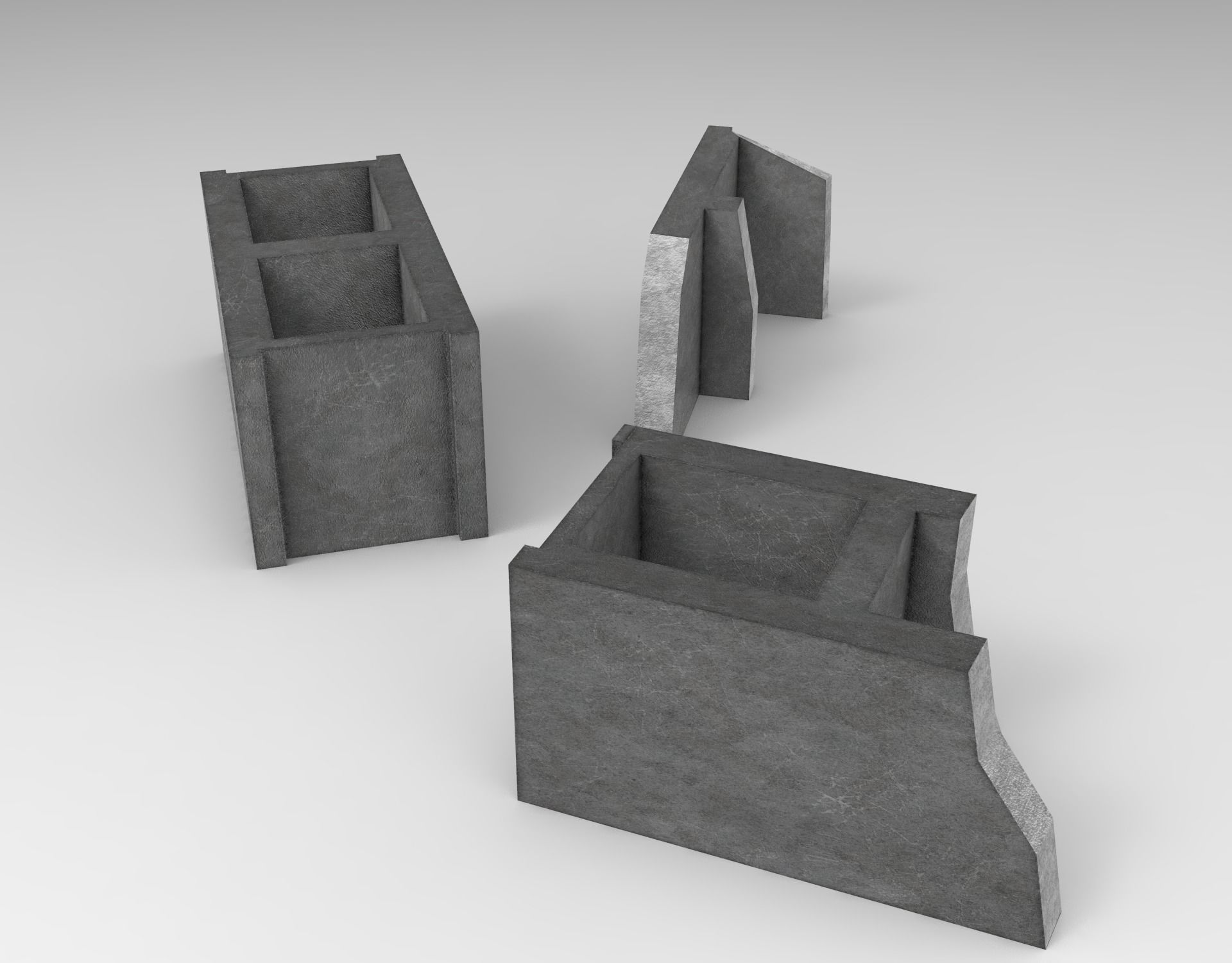 Cinder Block Pack Low-poly 3D model_13