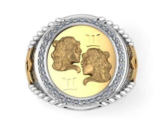 Men Zodiac Ring Set 12Signs 3DModel STL 3DM 3D print model_10