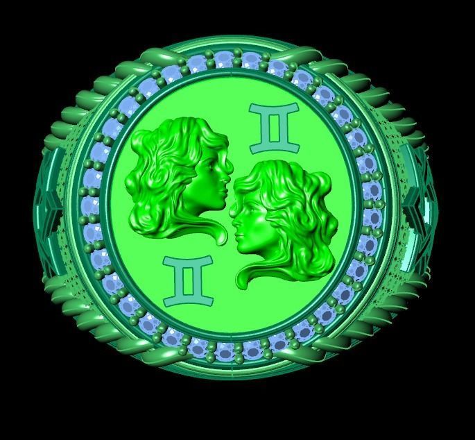 Men Zodiac Ring Set 12Signs 3DModel STL 3DM 3D print model_11