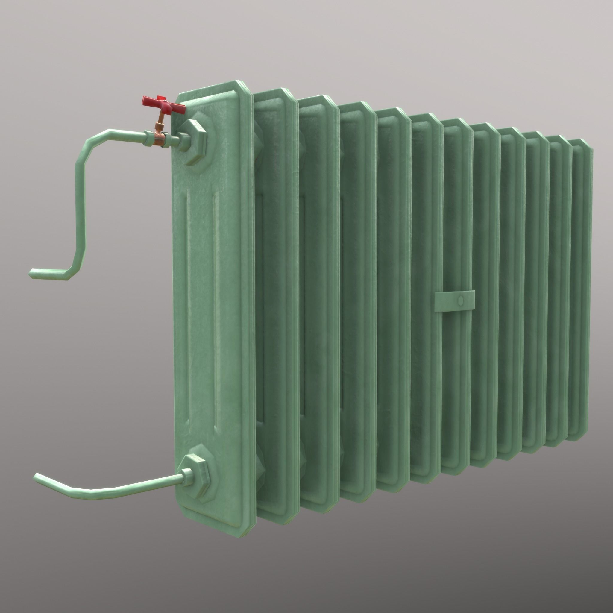 Old Radiator Green - Unity - HDRP - UE4 Low-poly 3D model_17