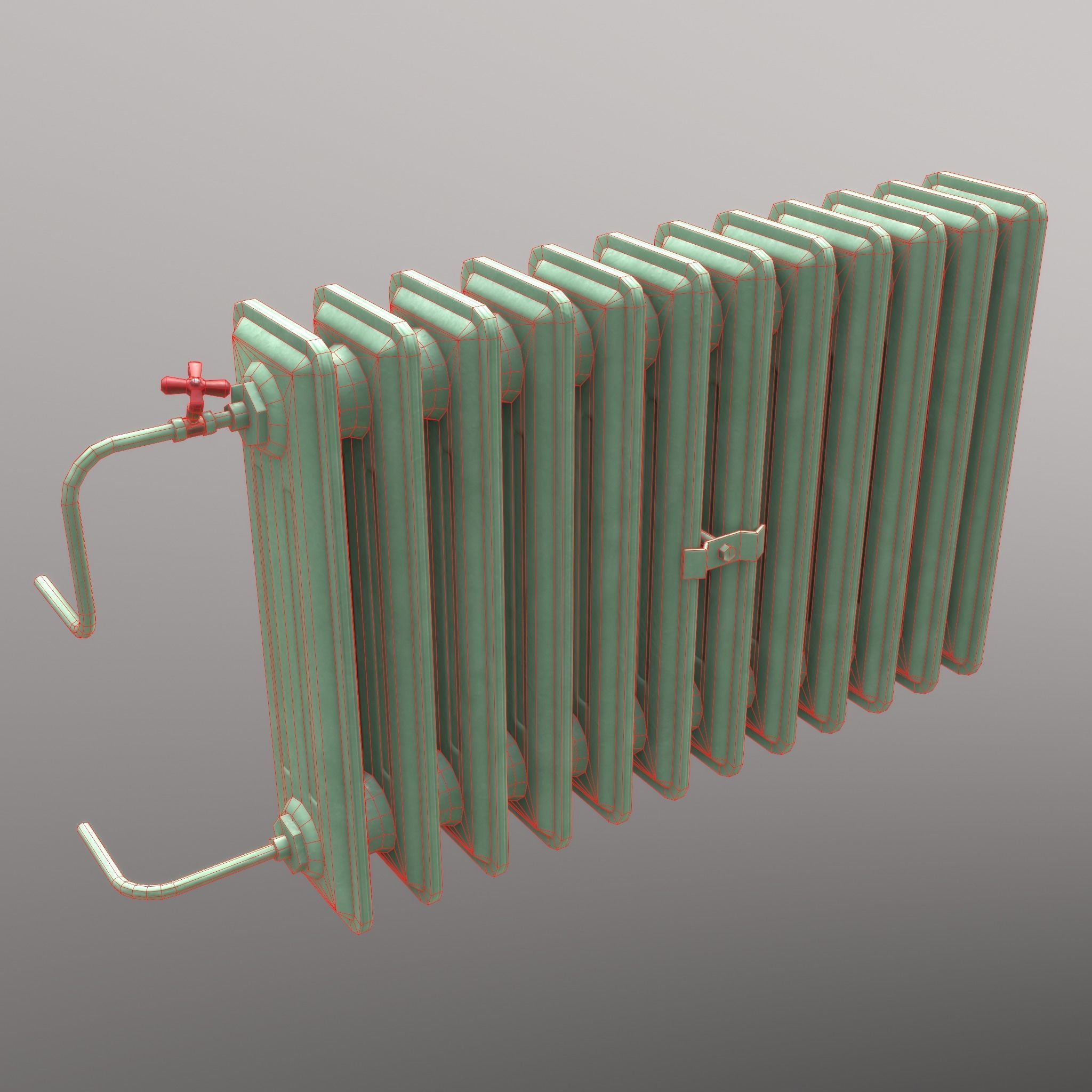 Old Radiator Green - Unity - HDRP - UE4 Low-poly 3D model_7