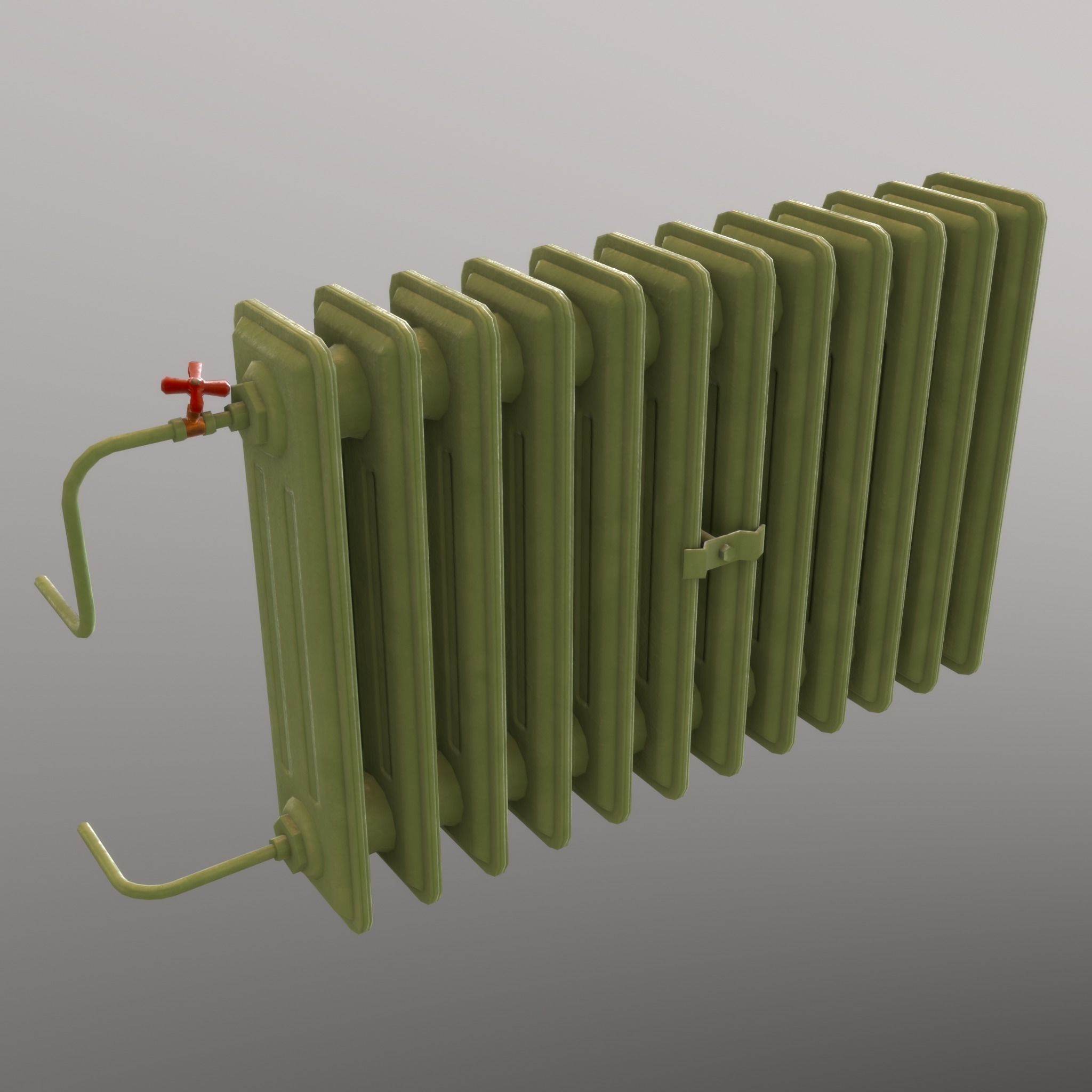 Old Radiator Green - Unity - HDRP - UE4 Low-poly 3D model_12
