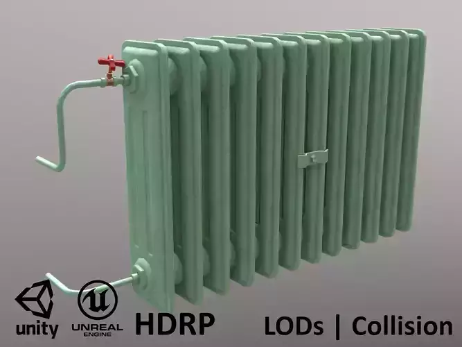 Old Radiator Green - Unity - HDRP - UE4 Low-poly 3D model
