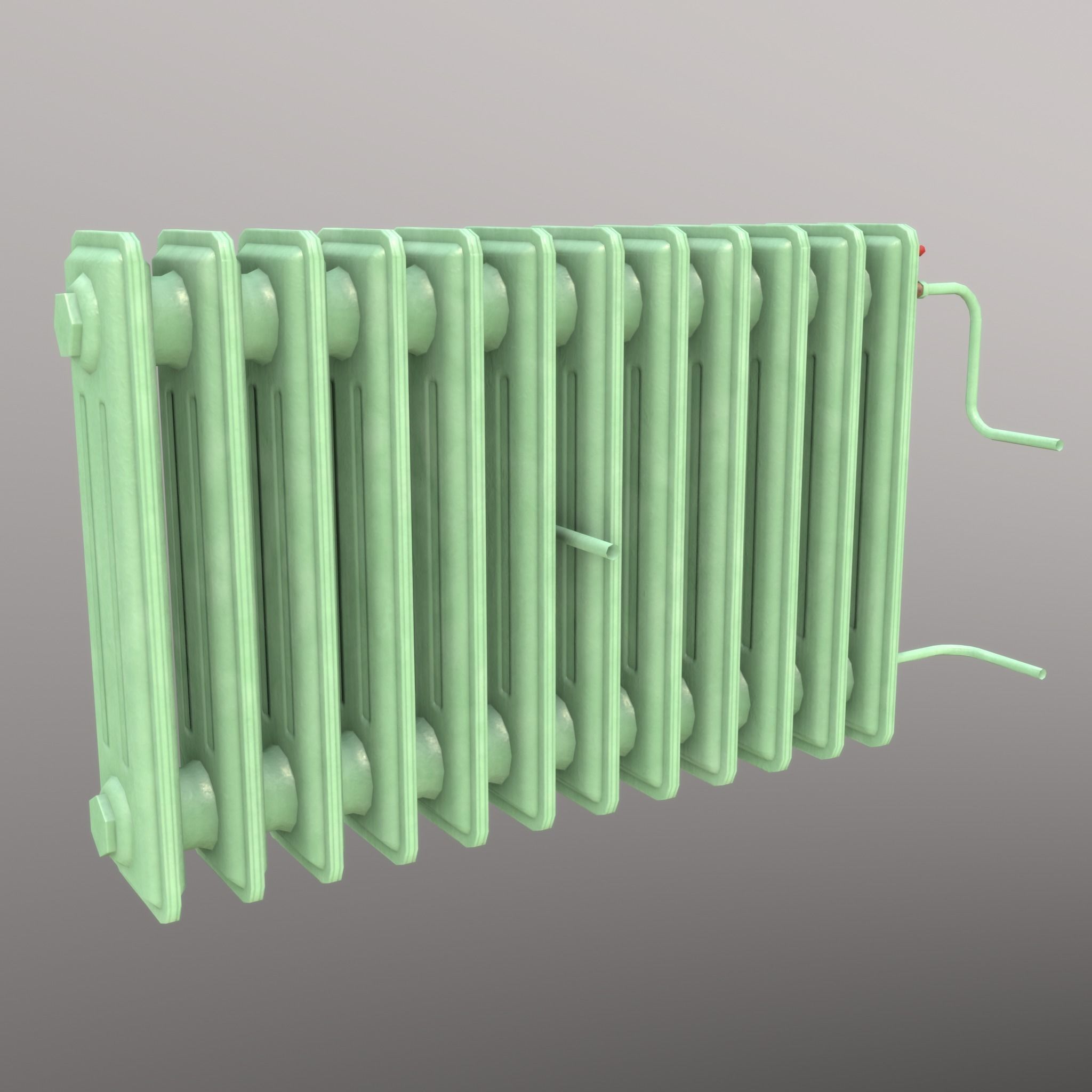 Old Radiator Green - Unity - HDRP - UE4 Low-poly 3D model_5