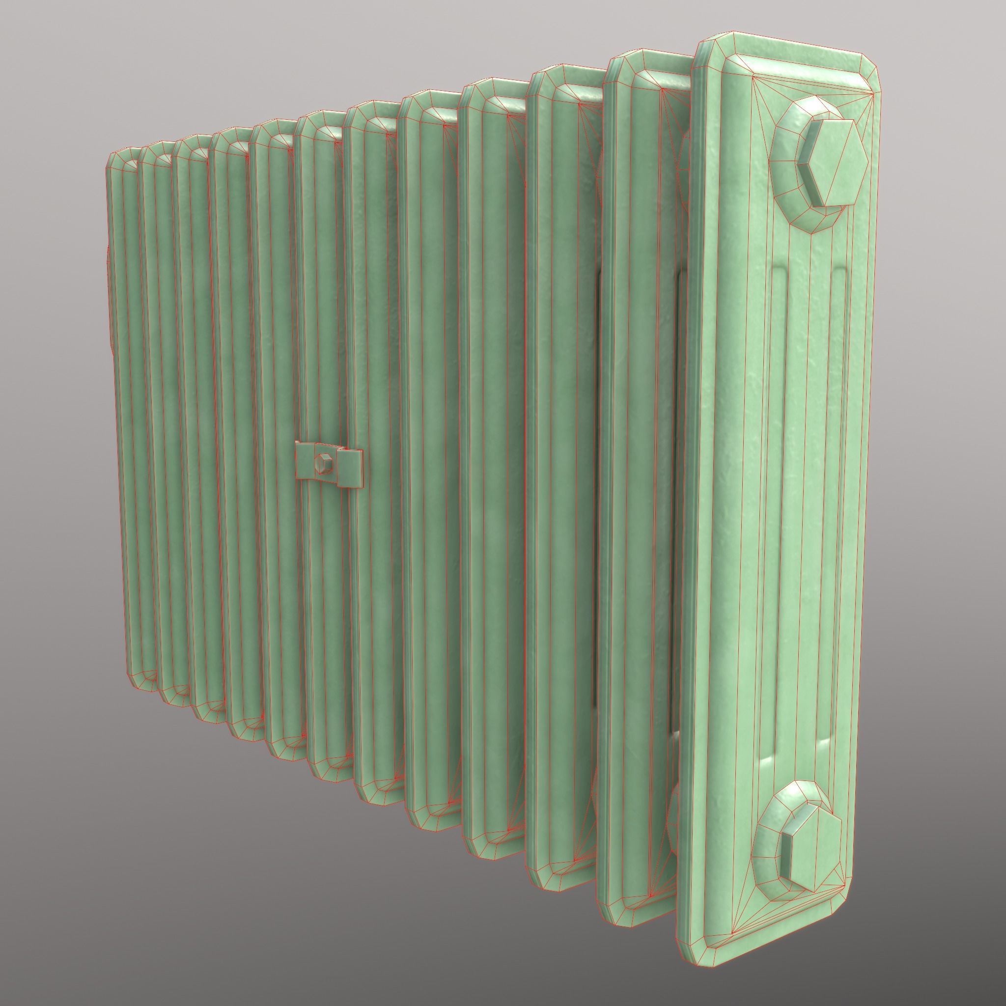 Old Radiator Green - Unity - HDRP - UE4 Low-poly 3D model_9