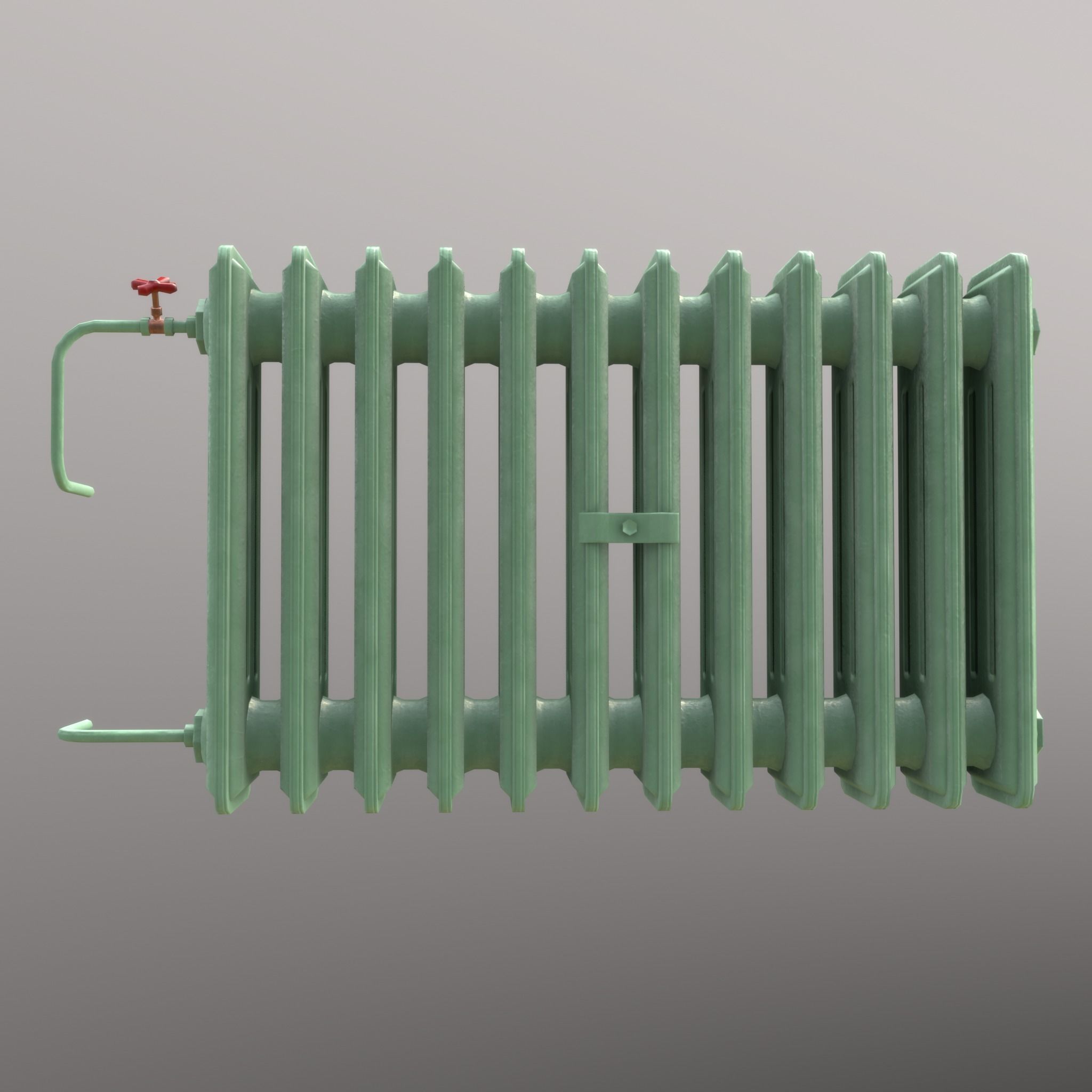 Old Radiator Green - Unity - HDRP - UE4 Low-poly 3D model_2