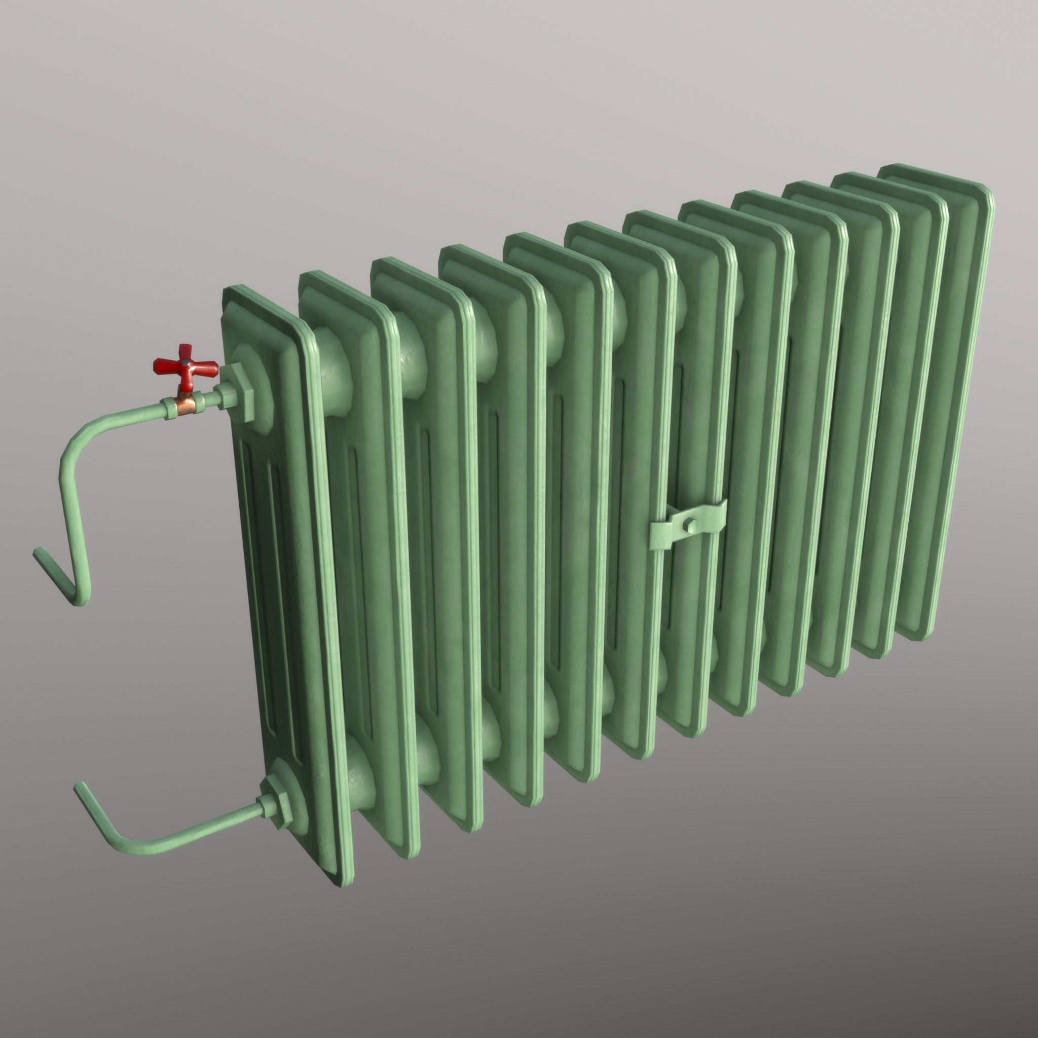 Old Radiator Green - Unity - HDRP - UE4 Low-poly 3D model_13