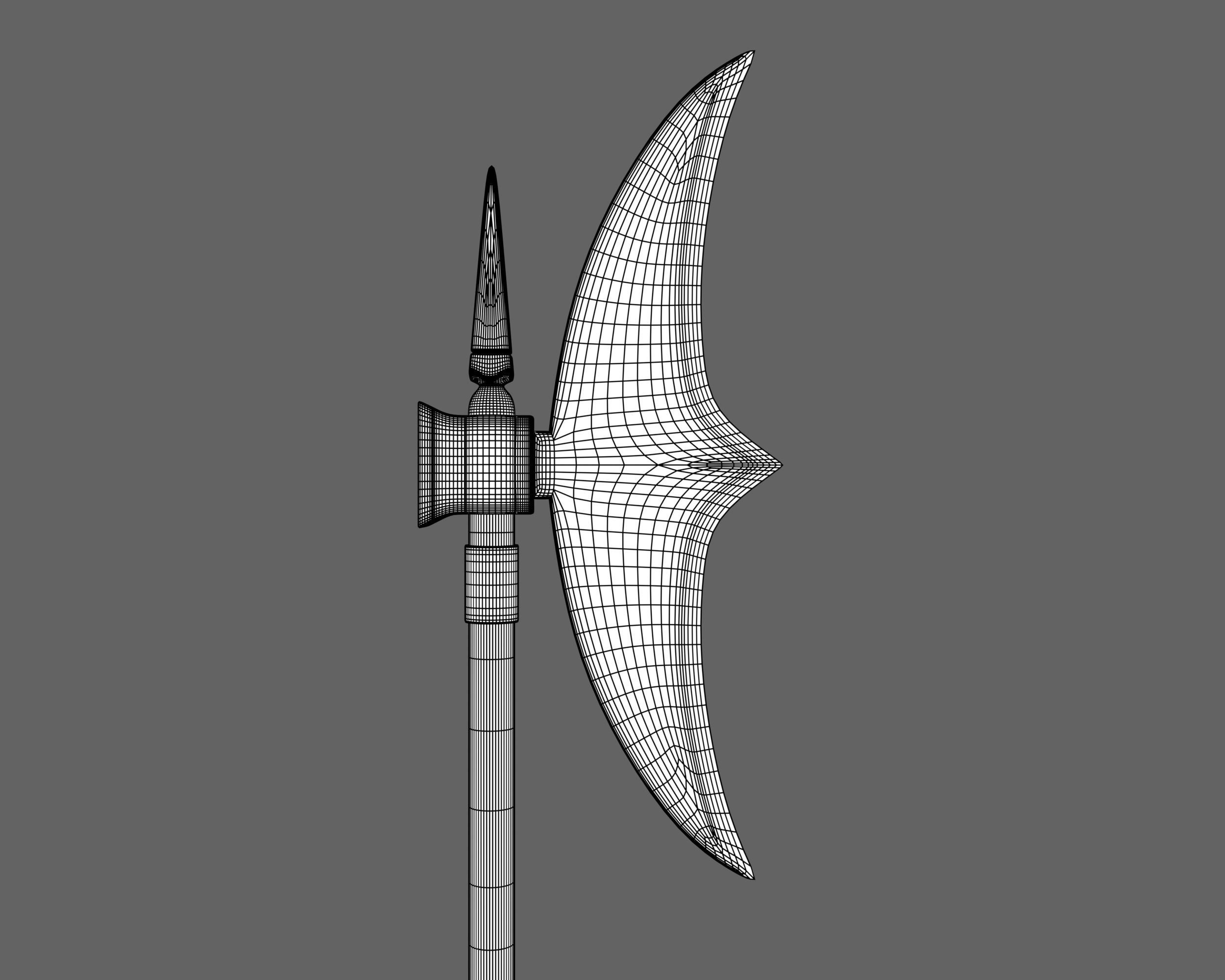 Ancient Indo Persian Scythe Low-poly 3D model_10