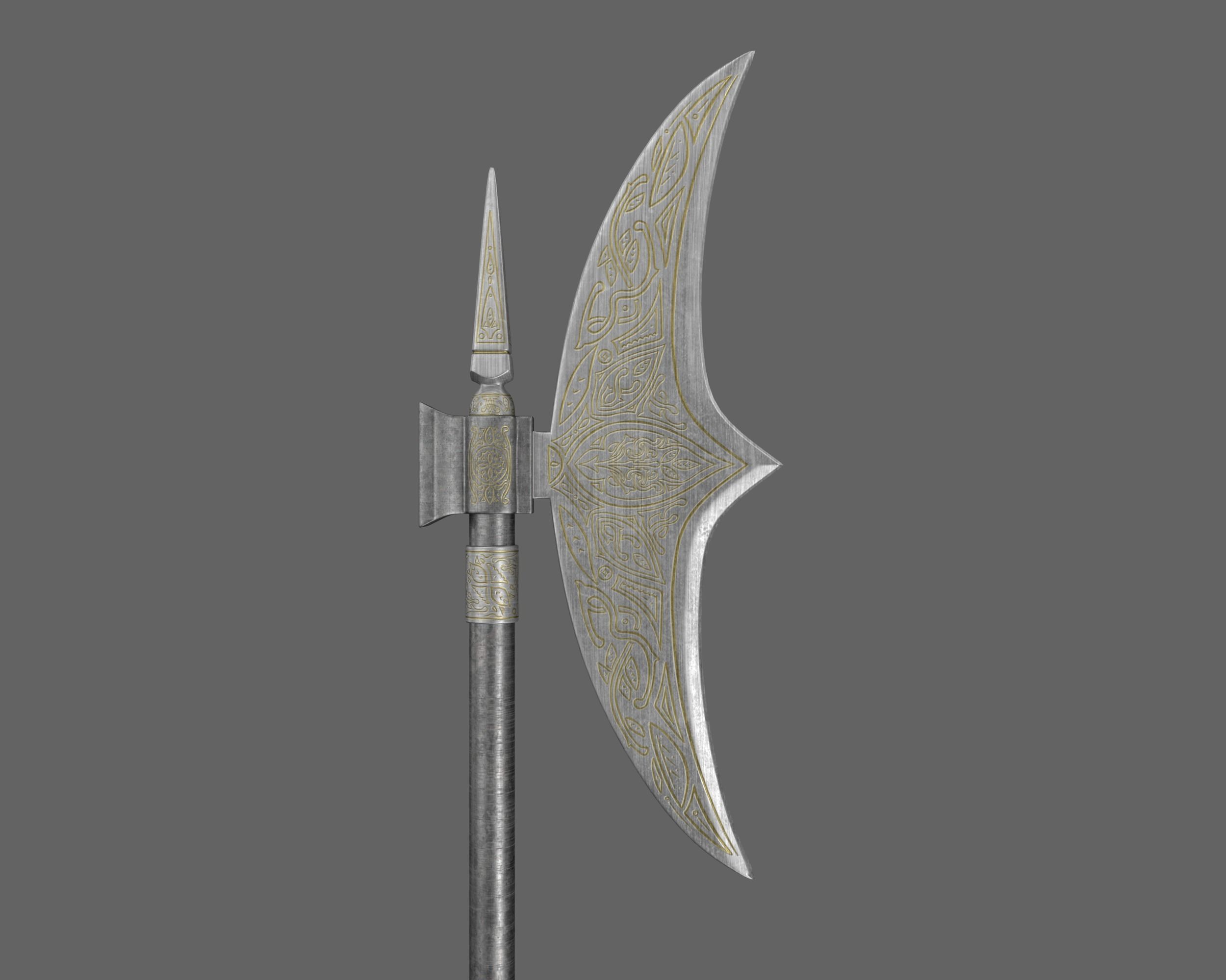Ancient Indo Persian Scythe Low-poly 3D model_8