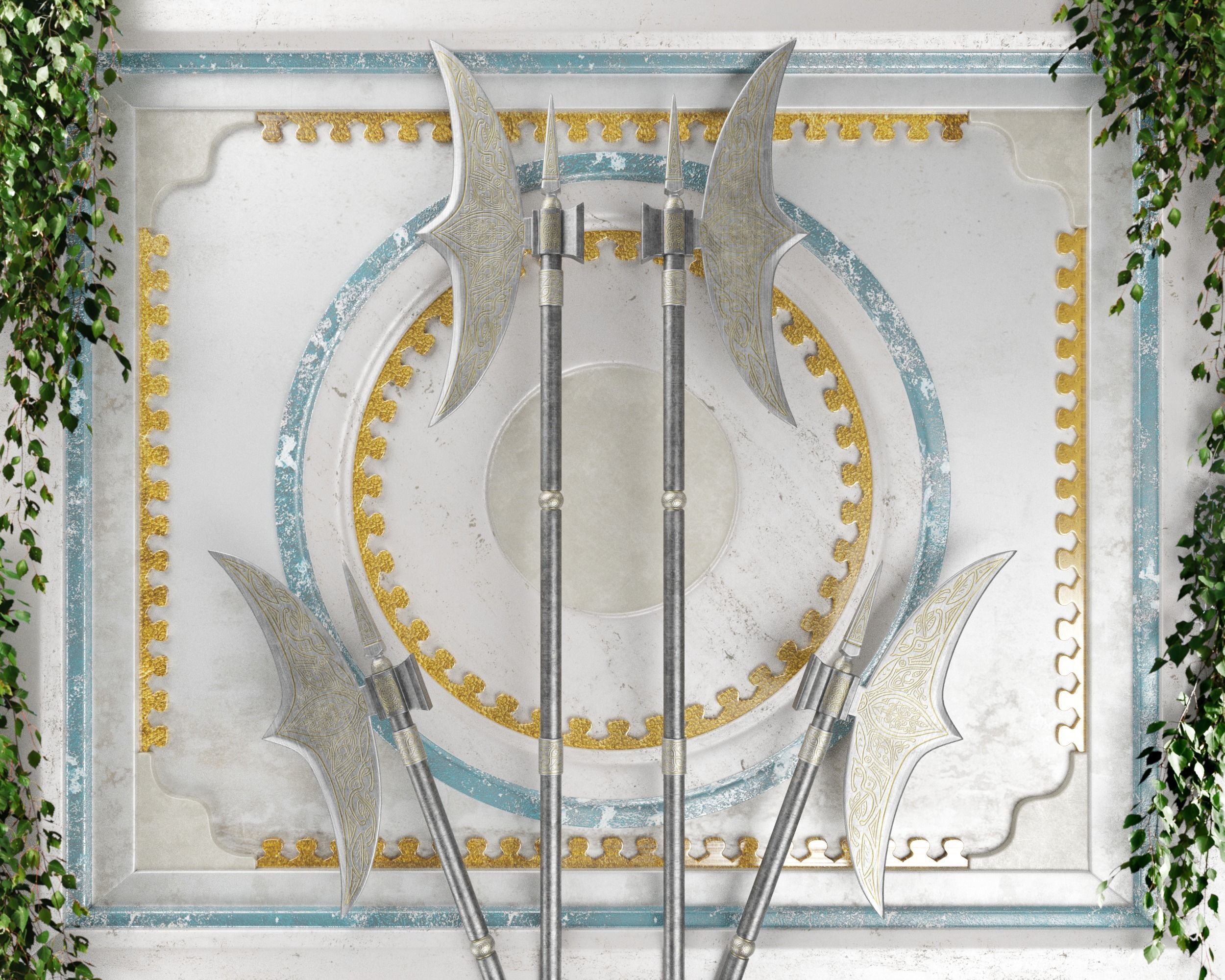 Ancient Indo Persian Scythe Low-poly 3D model_18