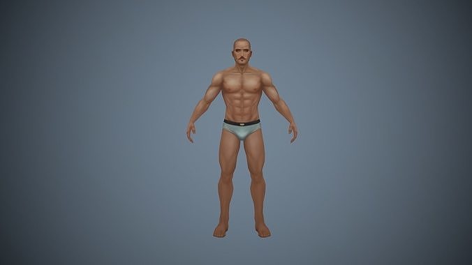 Male Nude Body Man  --P6 Low-poly 3D model