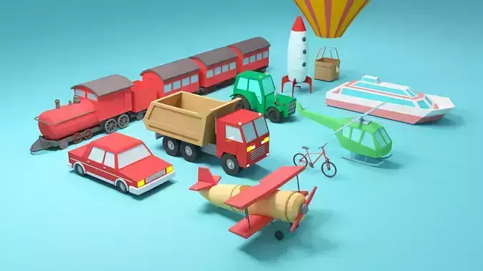Low-poly vehicles 3d models - Cartoon cars 3D Model Collection