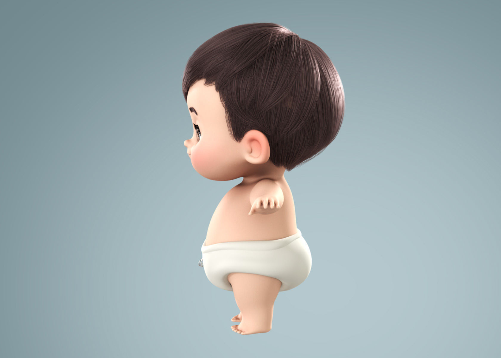 Cartoon Baby Boy 3d Model Rigged 3D model_6