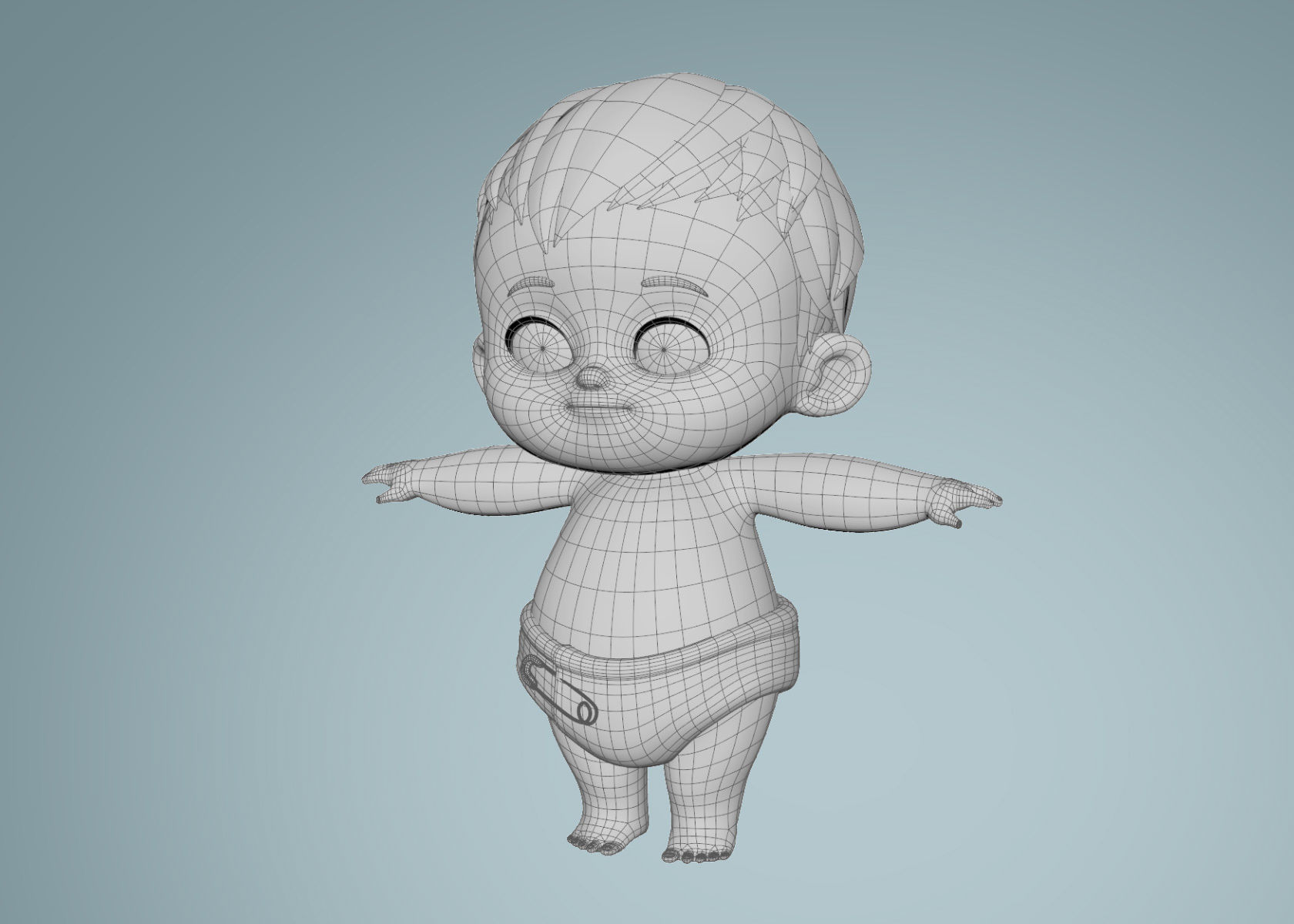 Cartoon Baby Boy 3d Model Rigged 3D model_14