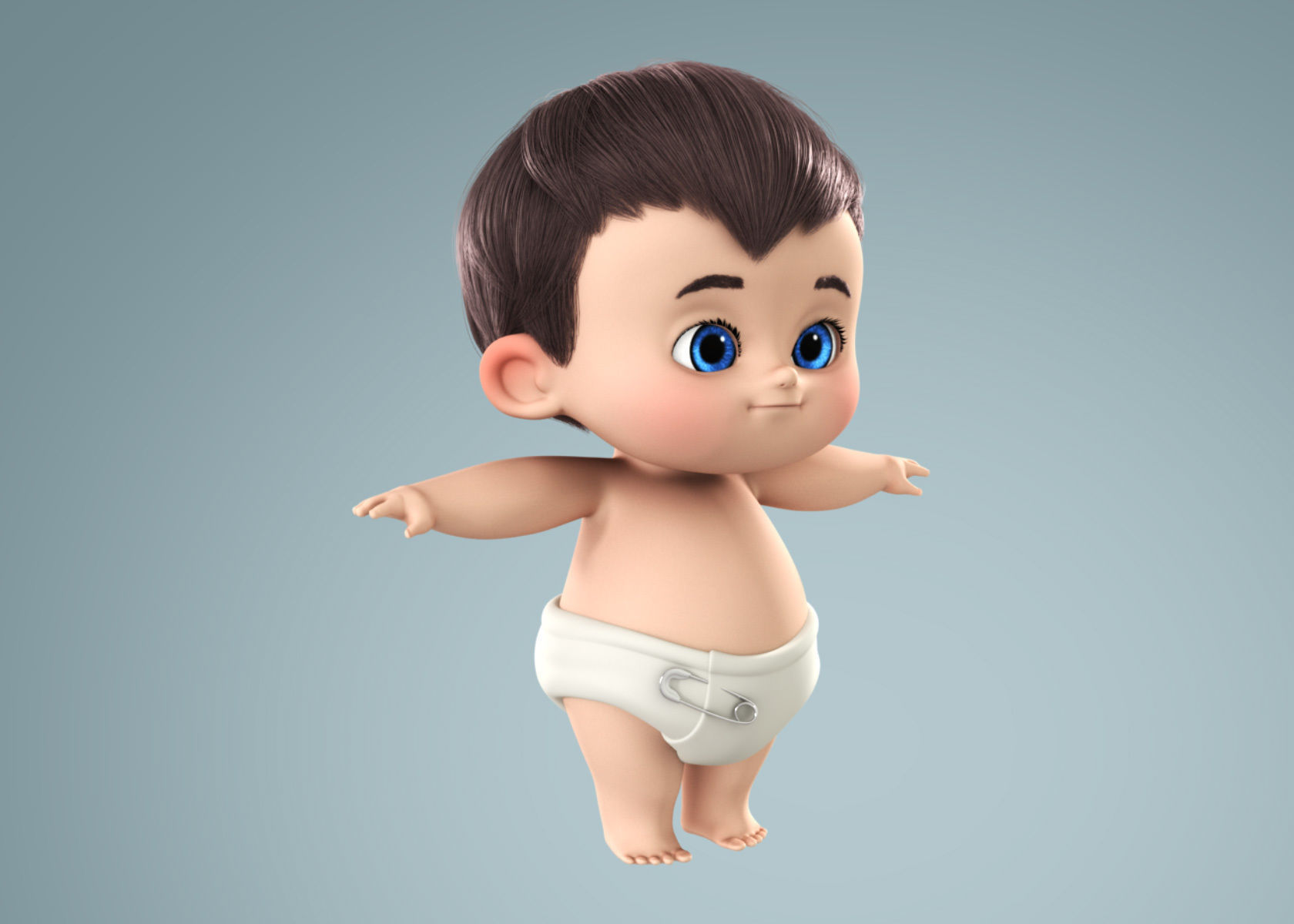Cartoon Baby Boy 3d Model Rigged 3D model_10