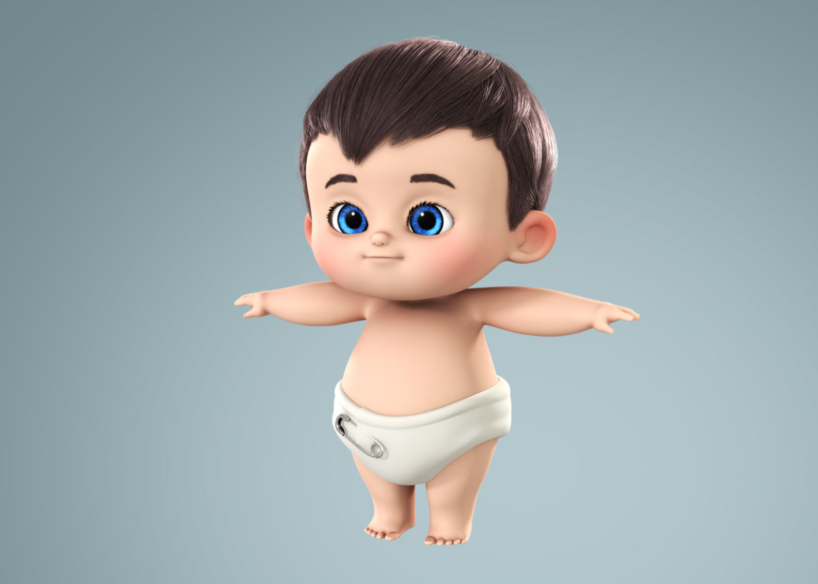 Cartoon Baby Boy 3d Model Rigged 3D model_5
