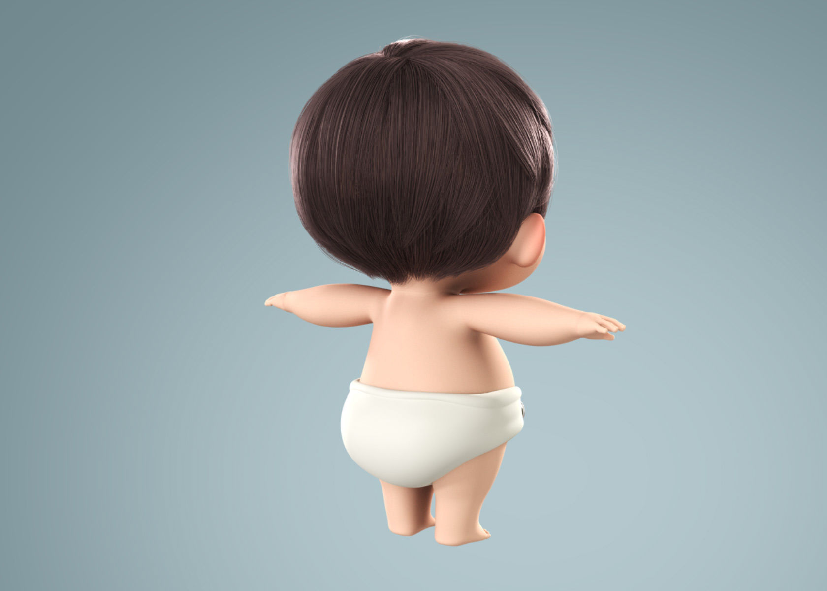 Cartoon Baby Boy 3d Model Rigged 3D model_9