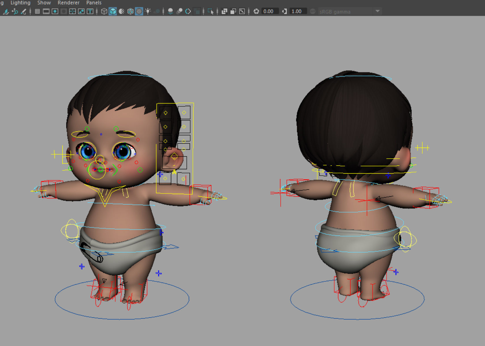 Cartoon Baby Boy 3d Model Rigged 3D model_12