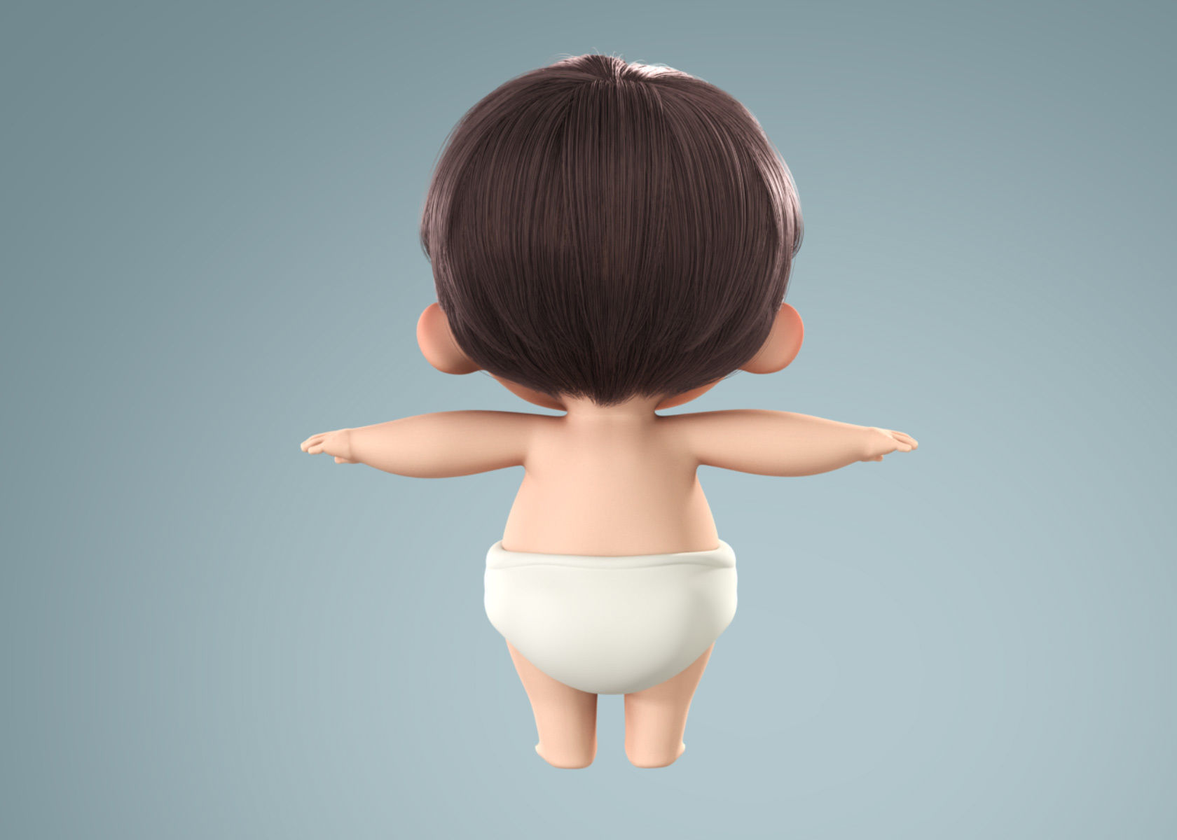 Cartoon Baby Boy 3d Model Rigged 3D model_8
