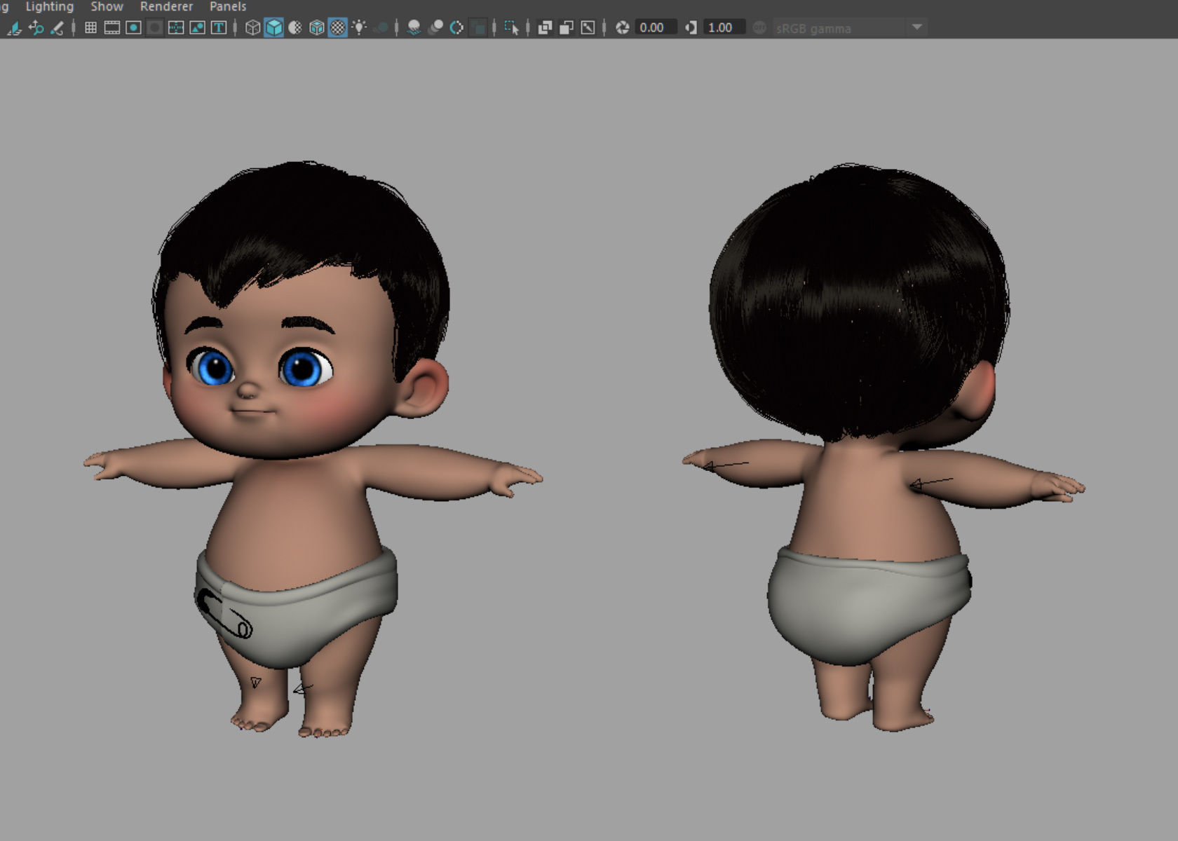 Cartoon Baby Boy 3d Model Rigged 3D model_13