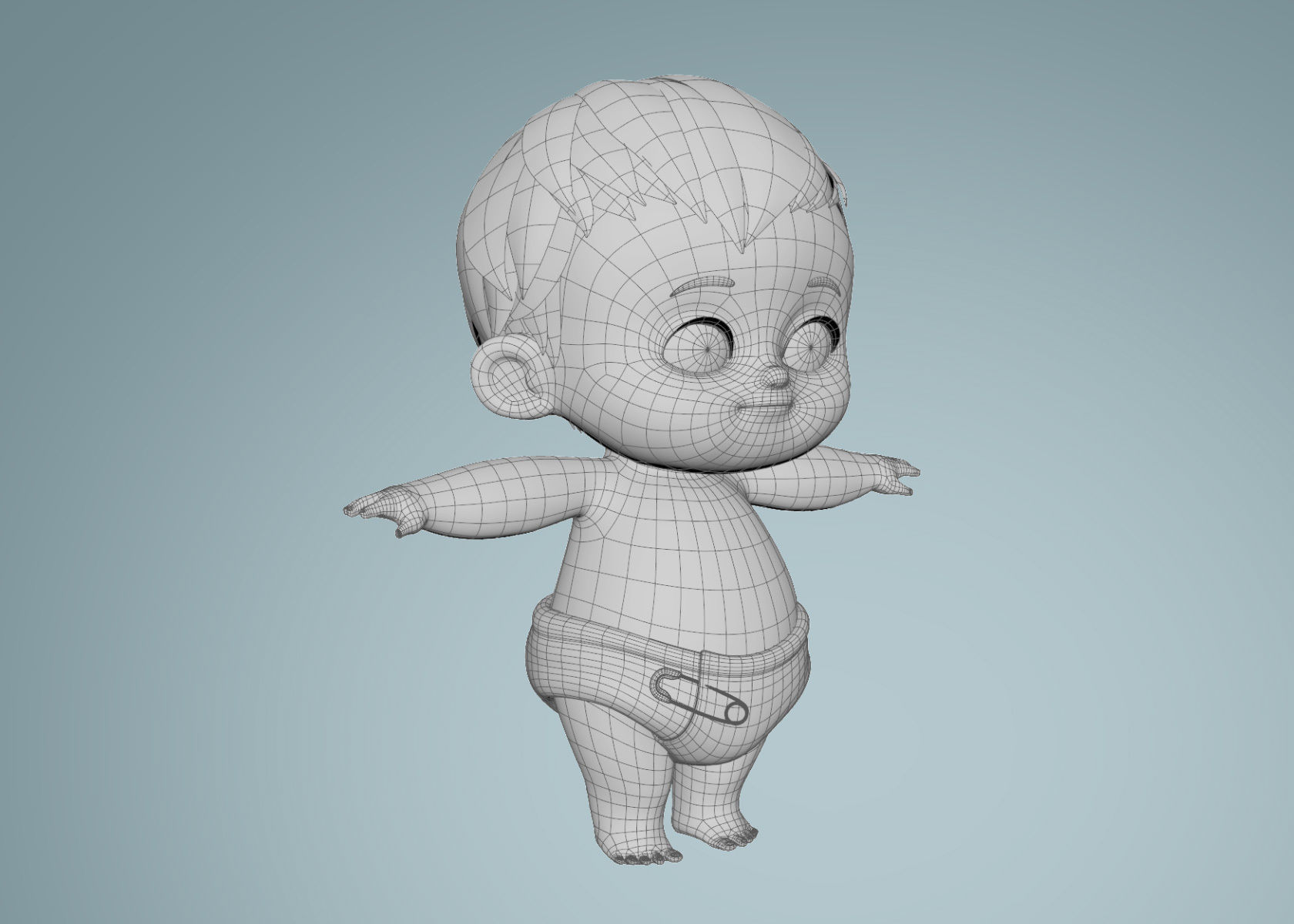 Cartoon Baby Boy 3d Model Rigged 3D model_19