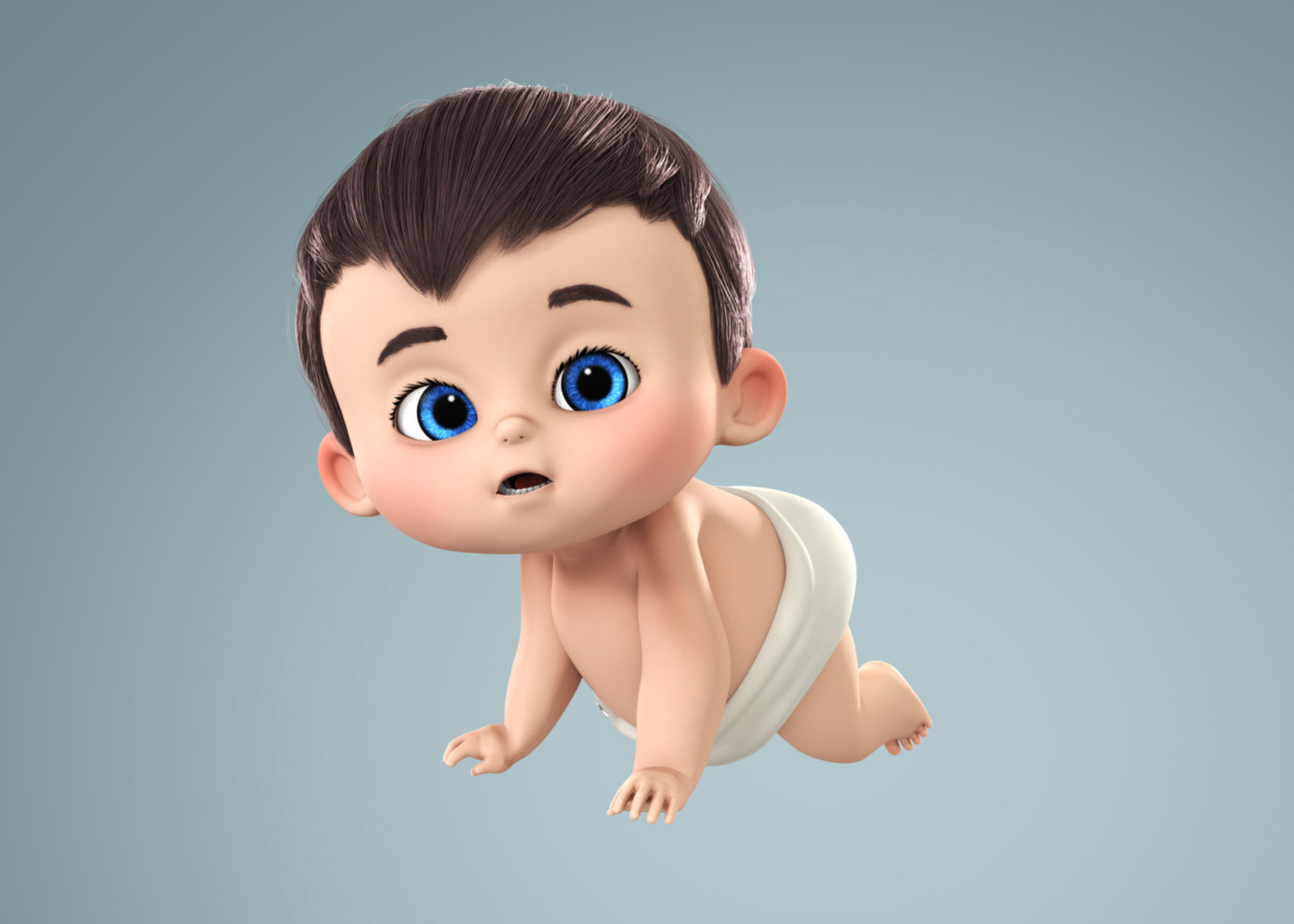 Cartoon Baby Boy 3d Model Rigged 3D model_1