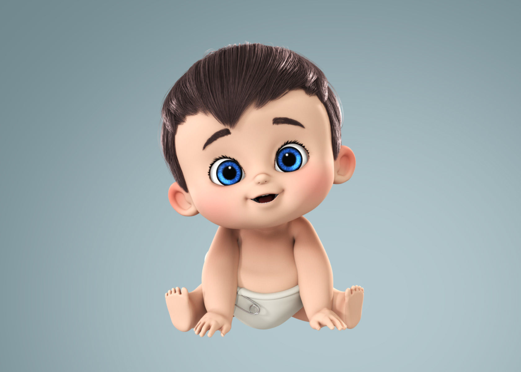 Cartoon Baby Boy 3d Model Rigged 3D model_2